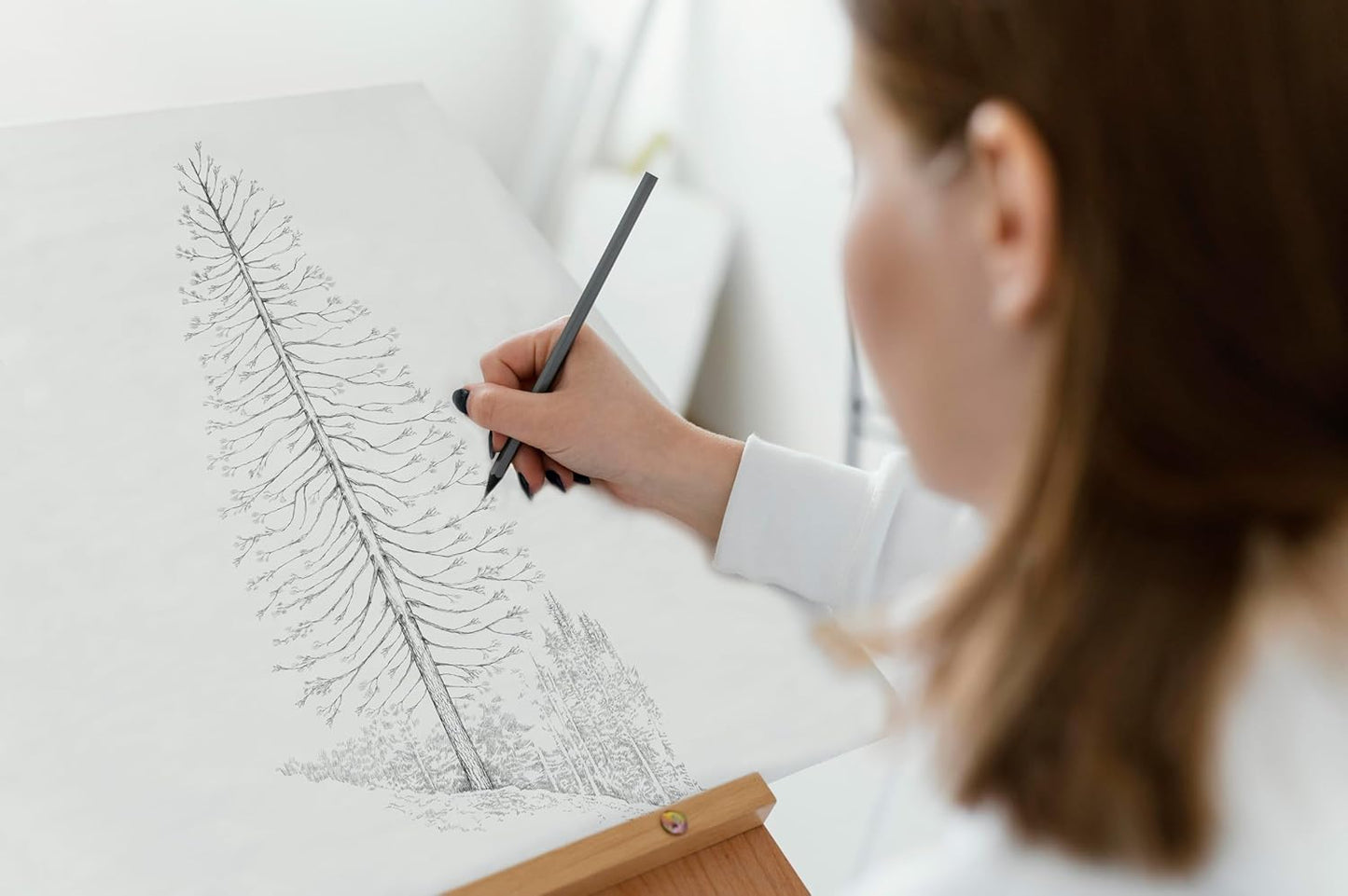 Guestbook Tree Signature Pine Tree with Watercolor for Wedding, Guest Books Guest Sign in