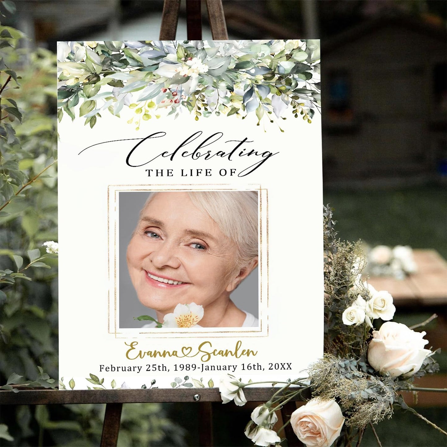 Greenery Funeral Welcome Sign, Celebration of Life, In Loving Memory Sign, Large Funeral Sign, Memorial Sign, Funeral Decor, Bundle Greenery Funeral Sign, Funeral program