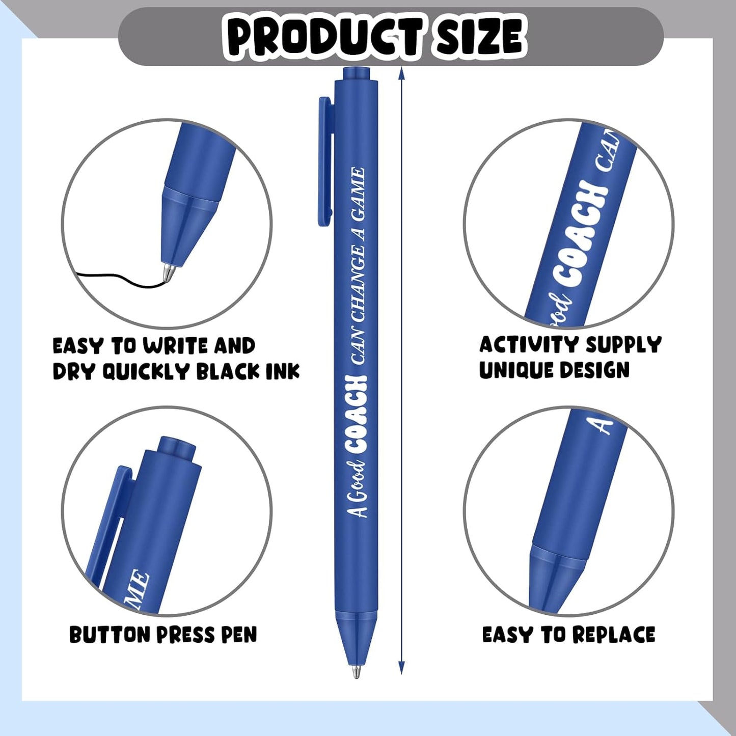 24 Pcs Coaches Appreciation Gifts Ballpoint Pen Sports Thank You Work Pen for Coaches Funny Gifts Idea Men Christmas Birthday Retired