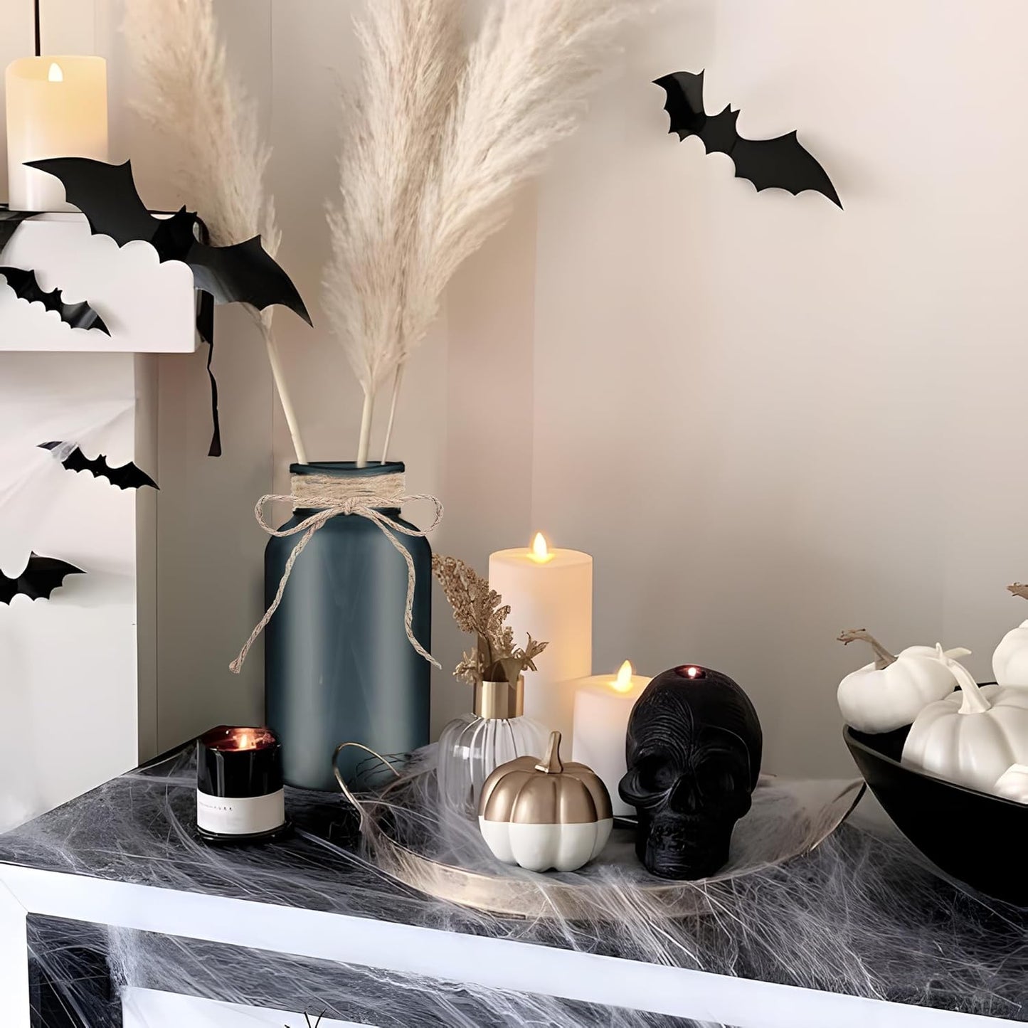 Vintage Glass Flower Vase，6 Pack Farmhouse Black Glass Centerpiece Vases Mason Jars for Halloween Weddings, Parties & Home Decor Bulk (6, Black)