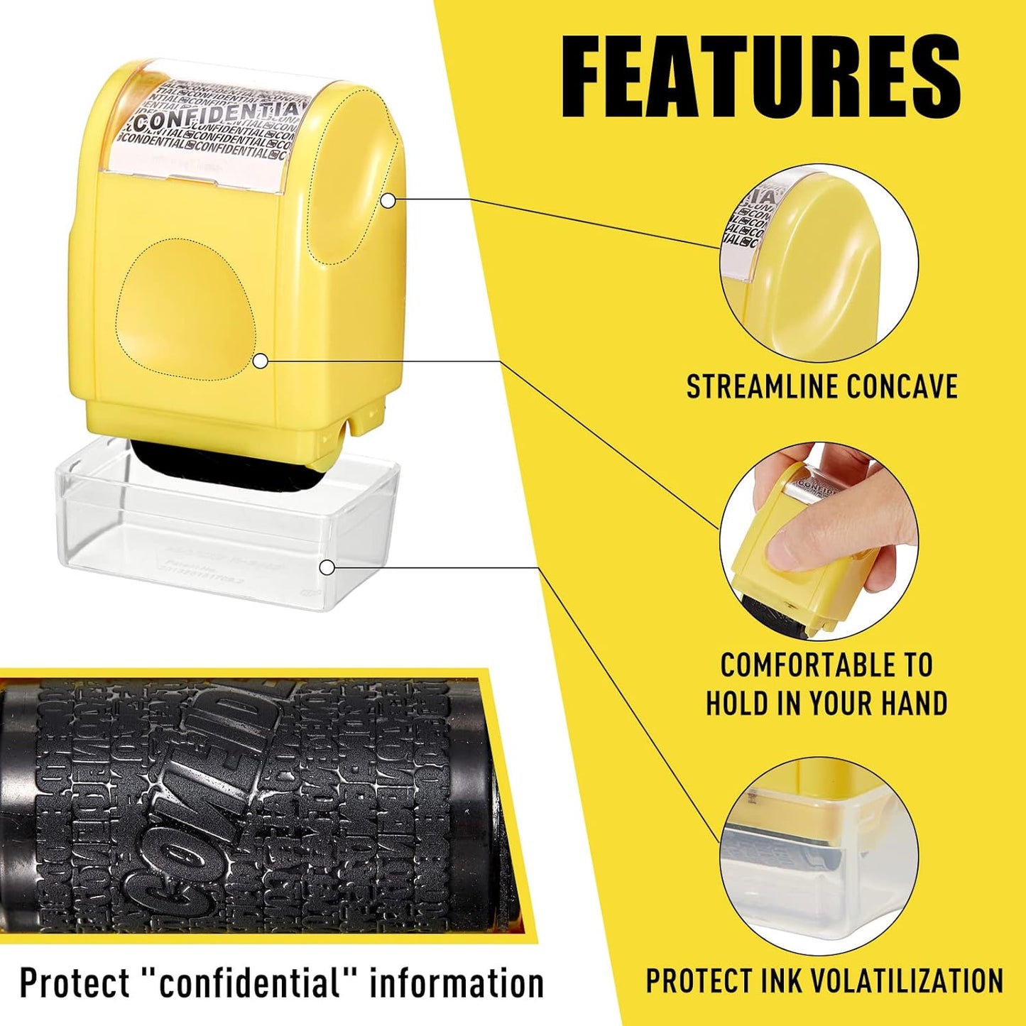 Mimorou 4 Pack Identity Theft Protection Roller Stamps Kit Confidential Privacy Roller Hidden Wide Privacy Stamp 5 Pcs Refills Security Ink for Mail Address Blocker(Red, Yellow, Blue, Green)