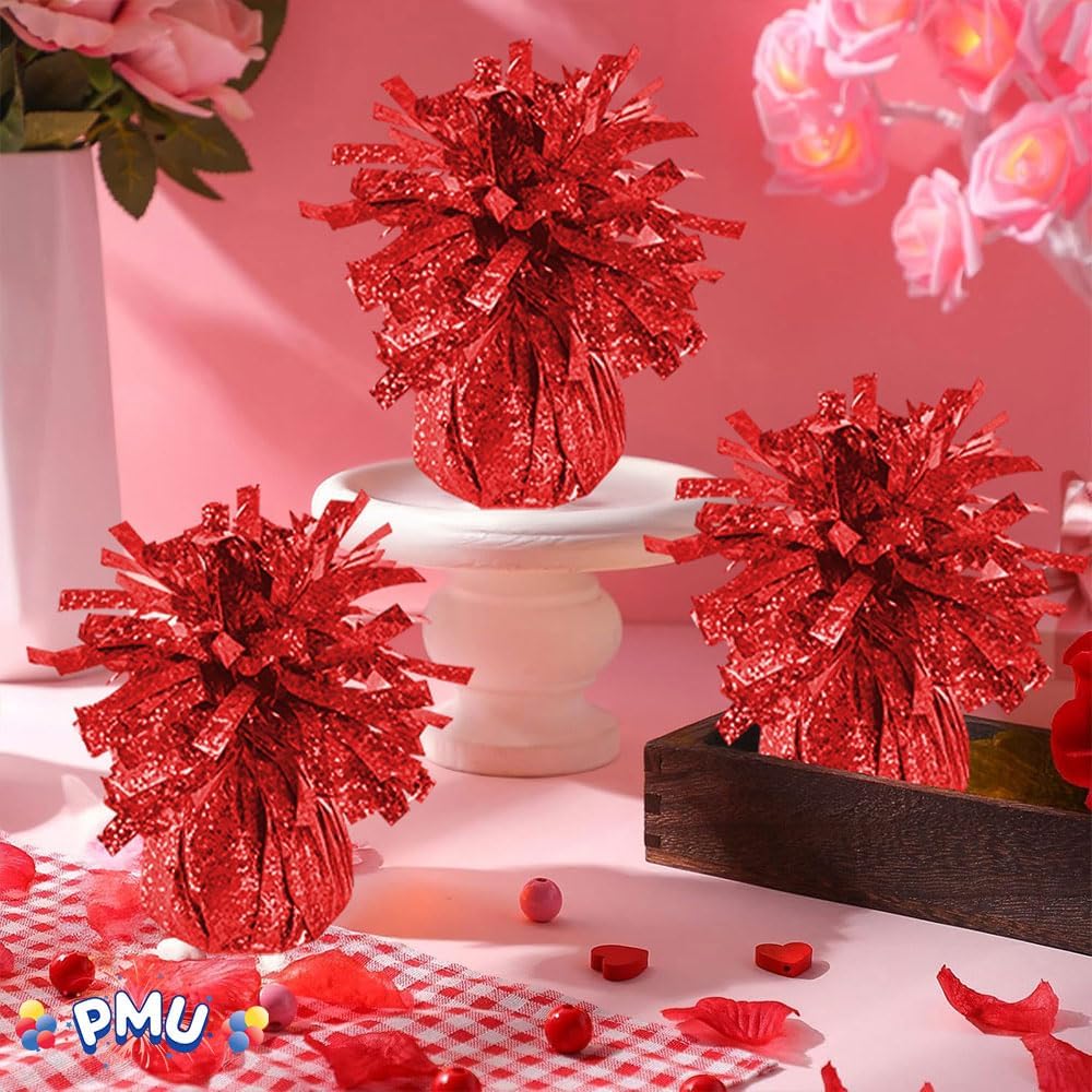 PMU 3 Pcs Kisses Balloon Weights - Decorative Balloon Weight for Christmas, Thanksgiving, Birthday, Party Favors, Wedding & Baby Shower - 6oz. Red, Pkg/3