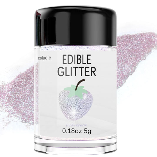 Iridescent Edible Glitter for Drinks - 5 Grams Prism Powder Cocktail Drink Glitter Food Grade Luster Shimmering Dust Vegan Metallic Food Coloring Sprinkle for Cake Decorating, Chocolates, Fondant Pops