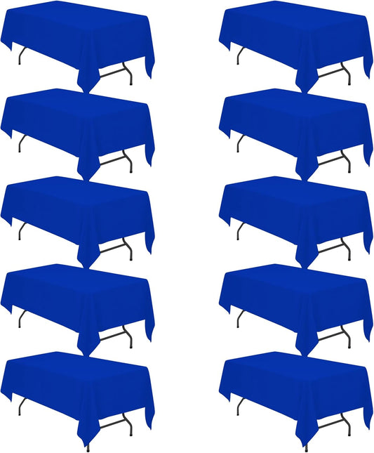 BRILLMAX 10 Pack Royal Blue Tablecloths for 6 Foot Rectangle Tables 60 x 102 Inch - 6ft Rectangular Bulk Linen Polyester Fabric Washable Cloth Cover for Wedding Reception Banquet Birthday Party