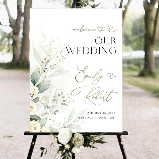 Greenery Wedding Welcome Sign, Eucalyptus Wedding Sign, Botanical Welcome Wedding Sign, Welcome to our Wedding Sign, Wedding Signs for Ceremony, Personalized Wedding Welcome Sign #10