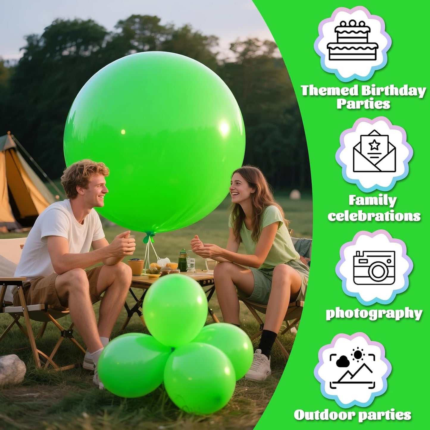 KAWKALSH Lime Green Balloons 9pcs 36 Inch Extra Large Big Jumbo Giant Neon Yellowish Light Green Latex Balloons for Graduation Halloween Summer Baby Showers Birthday Party Decorations