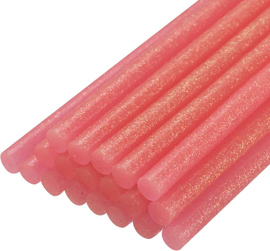 uxcell 20pcs Hot Glue Sticks for Glue Gun 11mm/0.43-inch x 8-inch Mini Hot Melt Adhesive Glue Stick Glitter Light Red