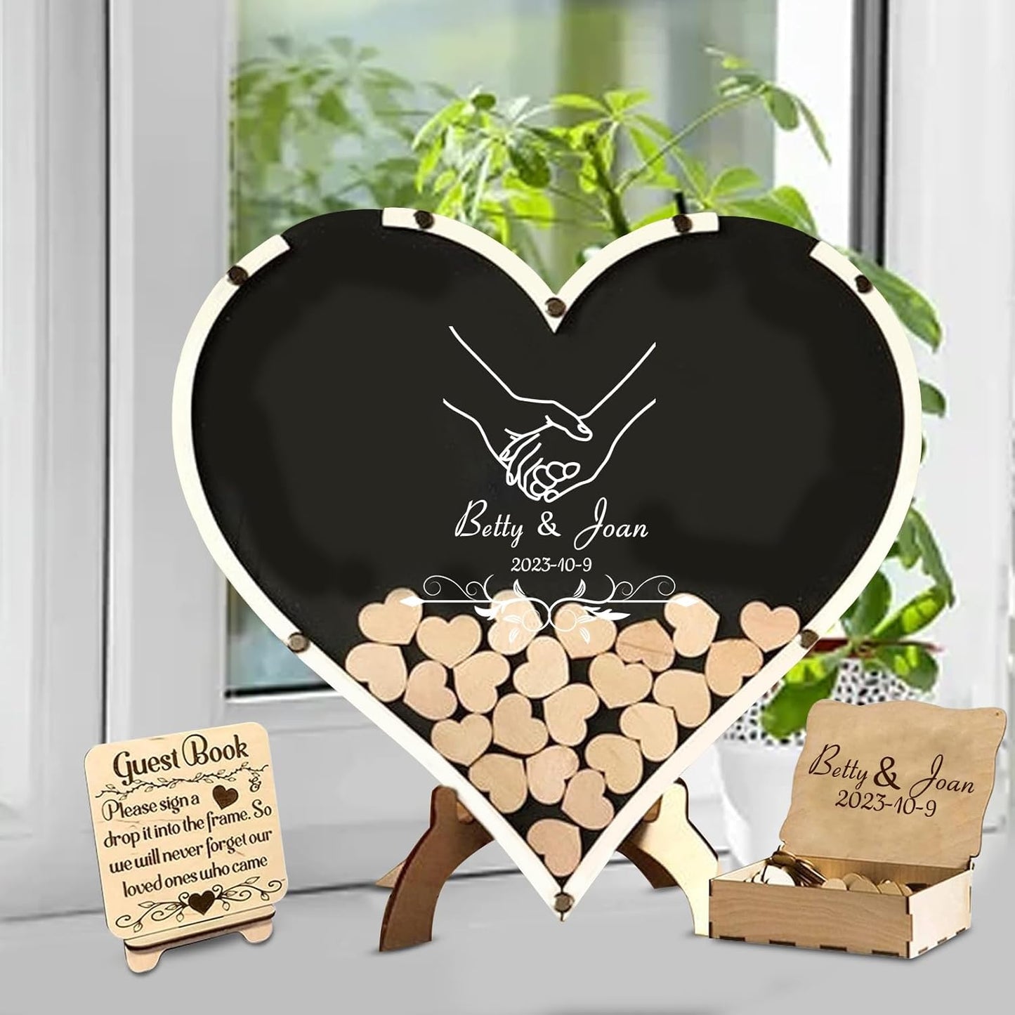 Personalized Wedding Guest Book Alternative Custom Name & Date Guestbook Sign Customized Guest Book Drop Box Decor for Wedding Anniversary Party Birthday(Style 11)