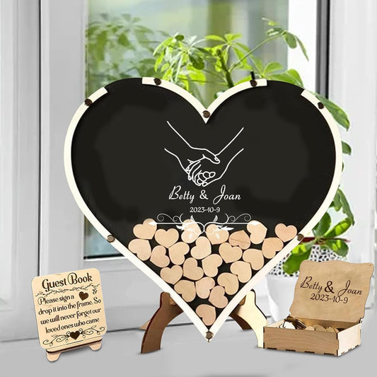 Personalized Wedding Guest Book Alternative Custom Name & Date Guestbook Sign Customized Guest Book Drop Box Decor for Wedding Anniversary Party Birthday(Style 11)