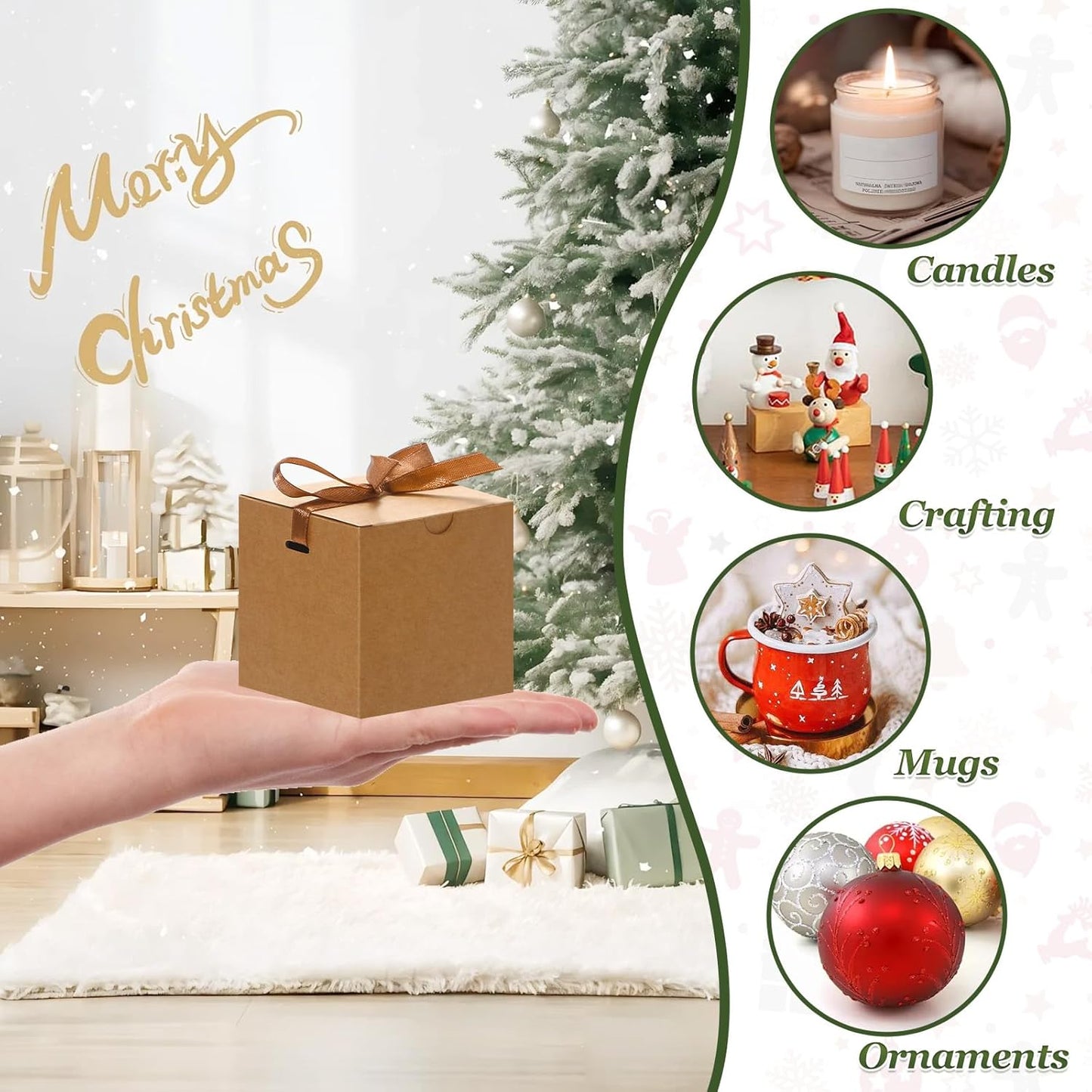 DOYIDE Small Gift Boxes, 60 Pcs 4x4x4 Inch Brown Elegant Paper Box with Ribbons, Party Favor Boxes for Candy Cupcake Christmas Wedding Baby Shower Bridesmaids Birthday