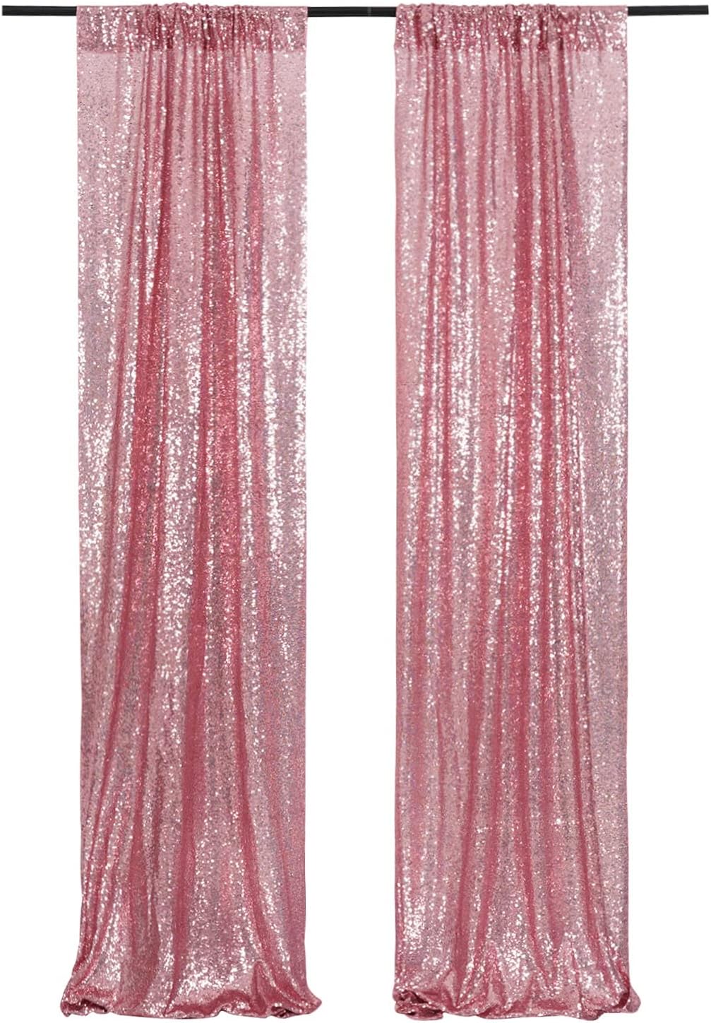 Poise3EHome 2 Panels 2ft x 8ft Fuchsia Pink Sequin Backdrop Curtains for Wedding Party Xmas Decoration