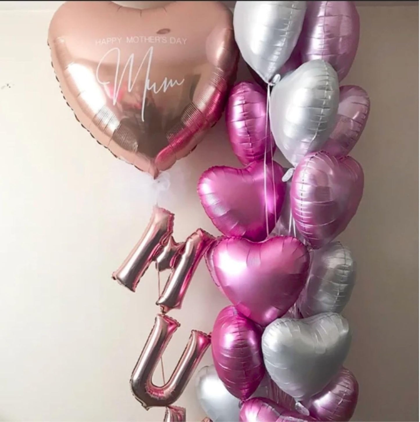 Biapian Pink Foil Heart Balloons, 10PCS Pink Heart Shape Balloons Valentines Balloons, 18inch Pink Foil Balloon for Helium Birthday Decorations for Girls Women for Valentines Day, Wedding, Baby Shower