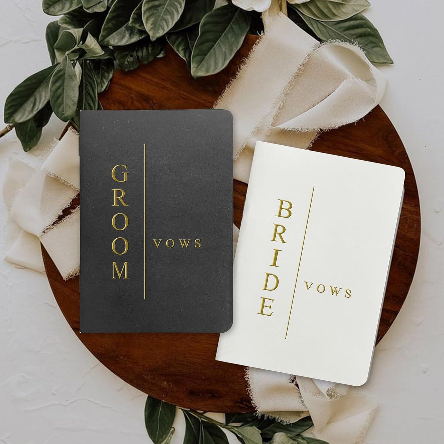 Vow Books His and Hers Wedding Vow Books Bride and Groom with Soft Touch Gold Foil Engraving Wedding Essentials(TR-GB-Black)