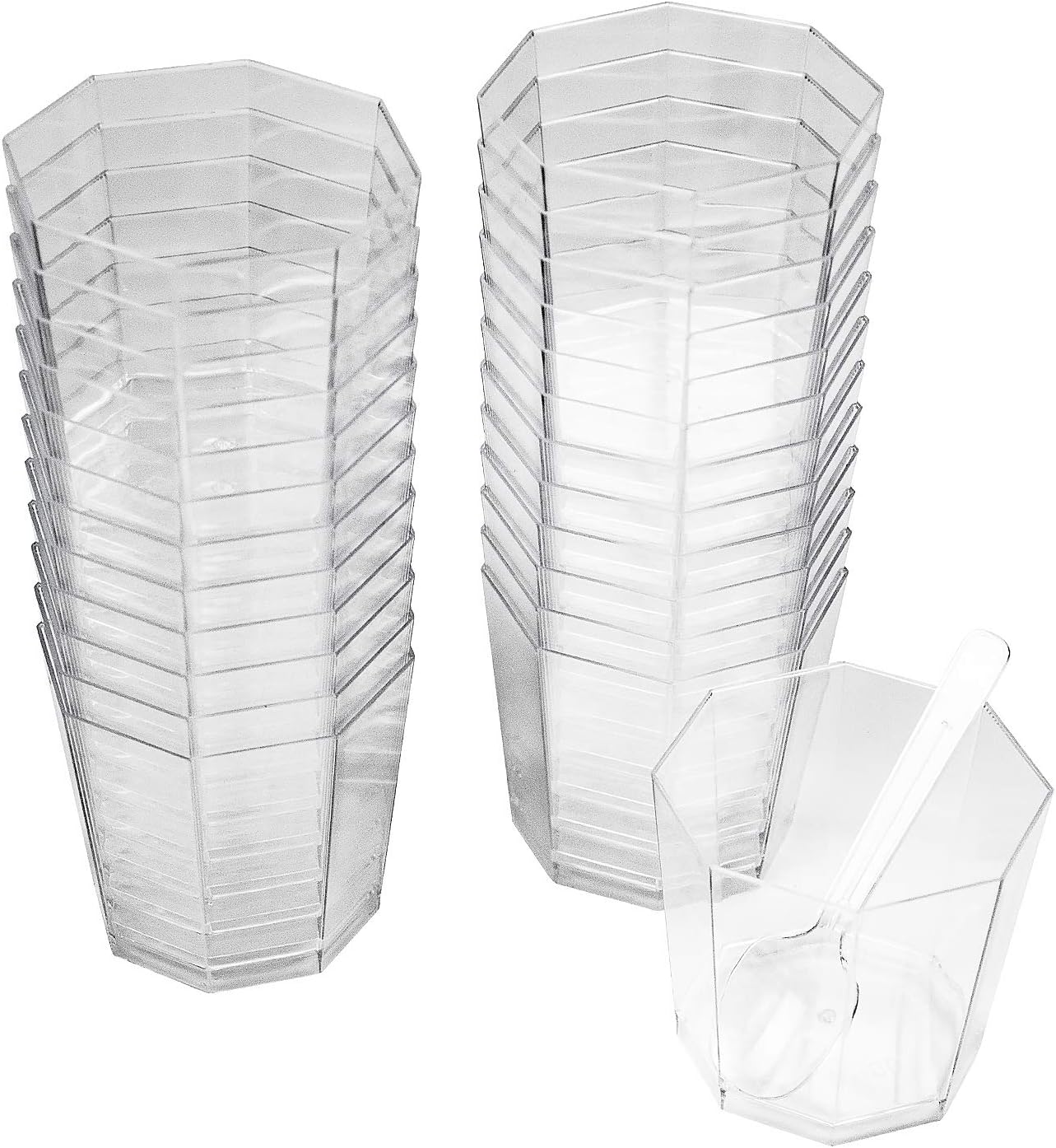 Foraineam 100 Pack 5.4 oz. Clear Plastic Dessert Cups with 100 Spoons Disposable Reusable Appetizer Cups Serving Bowl for Parties, Weddings and More