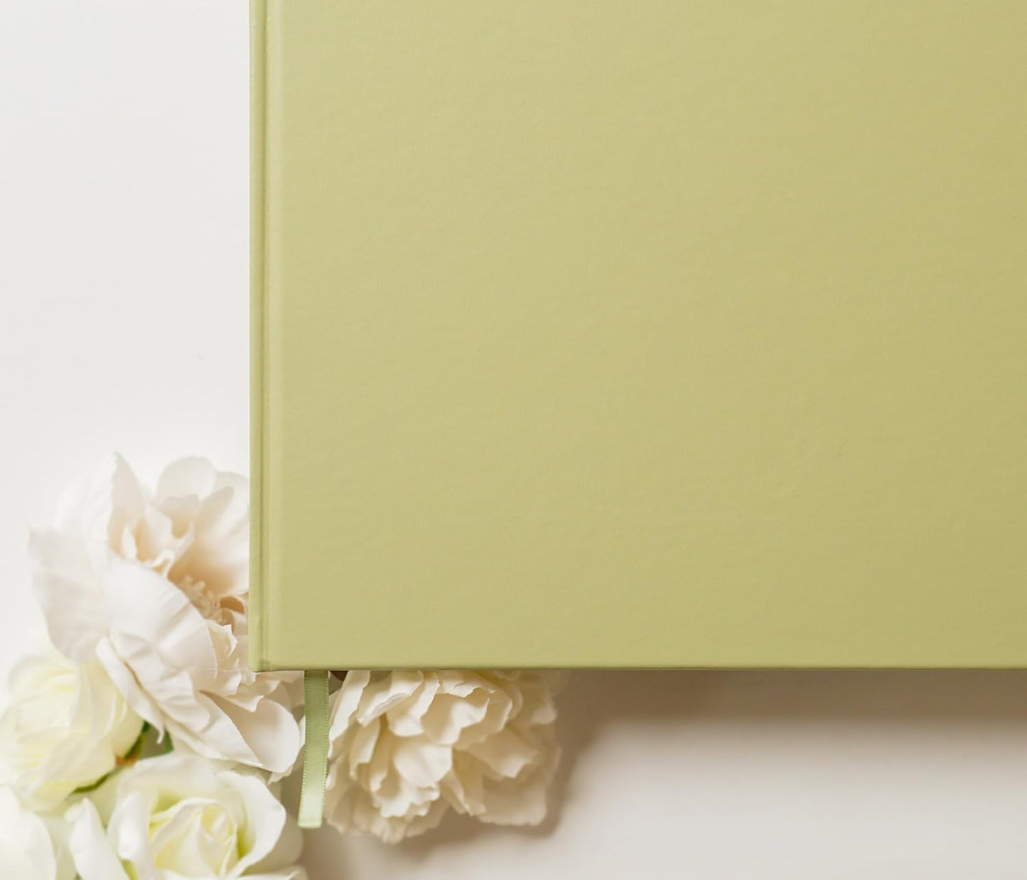 MUUJEE Personalized Guestbook in Sage - Premium Custom Modern Guest Book for Wedding Reception, Birthday Party or Events w/Bookmark Blank Pages for Signing 11.5 x 8.5 inches