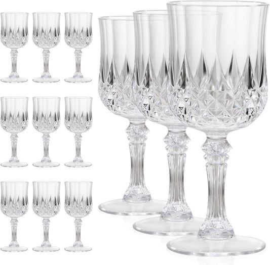 Plastic Wine Glasses Set of 12 – 7oz Unbreakable Clear Drinking Glasses for Parties Reusable & Dishwasher-Safe for Weddings, Bars, and Every Celebration