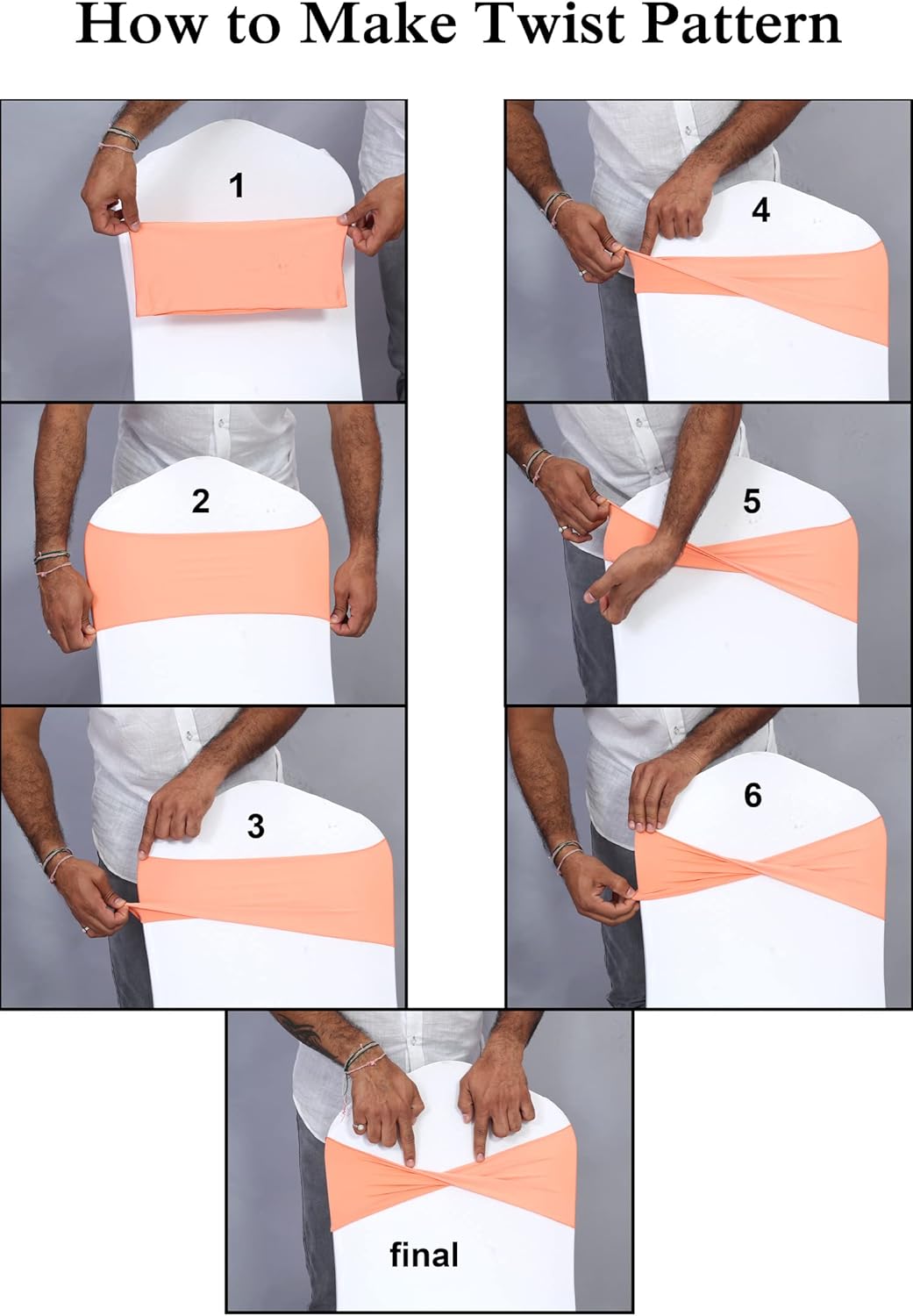 VDS Pack of 100 PCS | Terracotta | Spandex Chair Sashes Bows Without Buckle | Stretch Elastic Banquet Universal Folding Chair Band Tie with for Wedding Party Conference Celebration Event Decoration