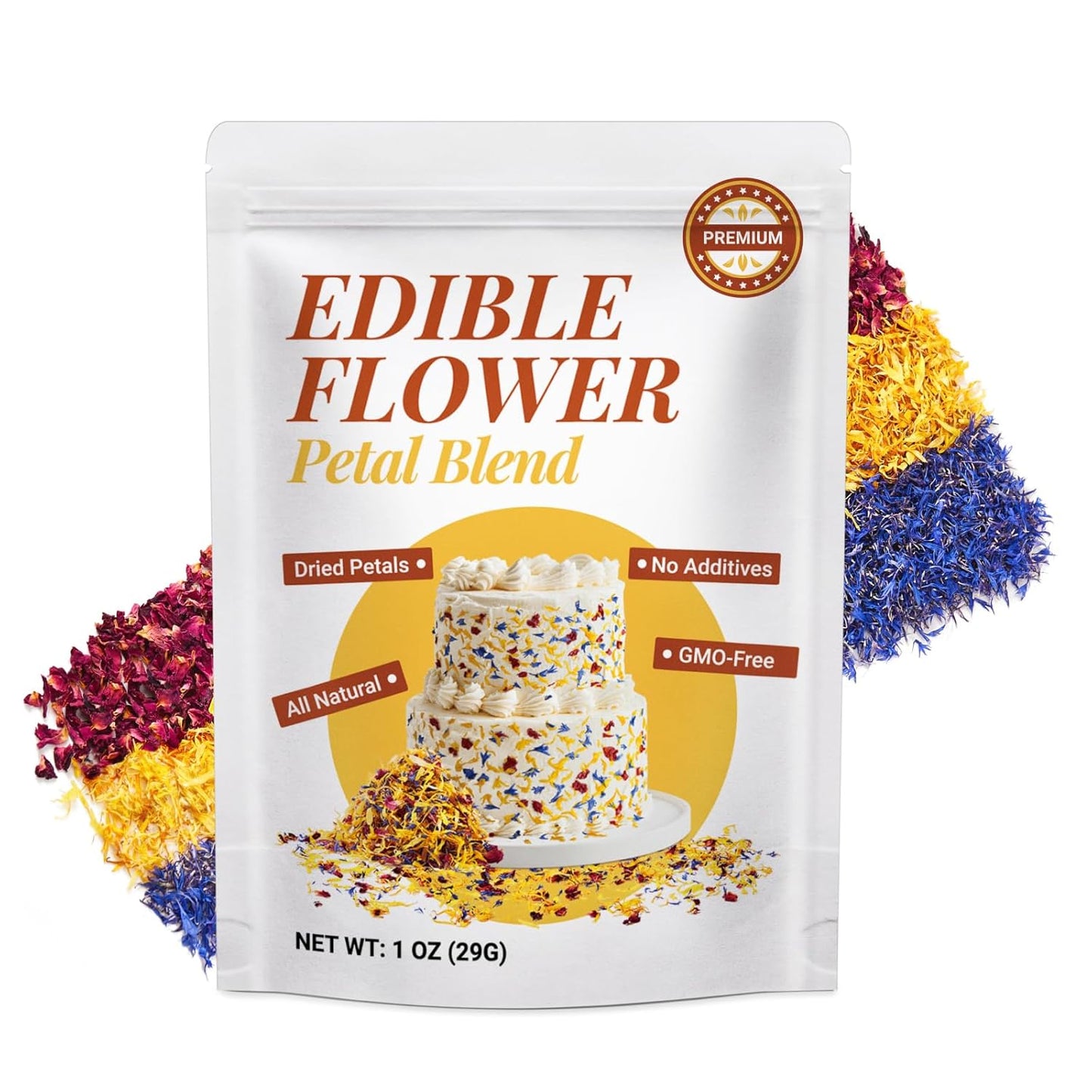 CCnature Edible Flowers Petal Blend 1oz | All natural | No Additives | Non GMO | 3 Types of Edible Dried Flowers for Baking, Cocktails, Cake Decorations, Drinks and Garnish