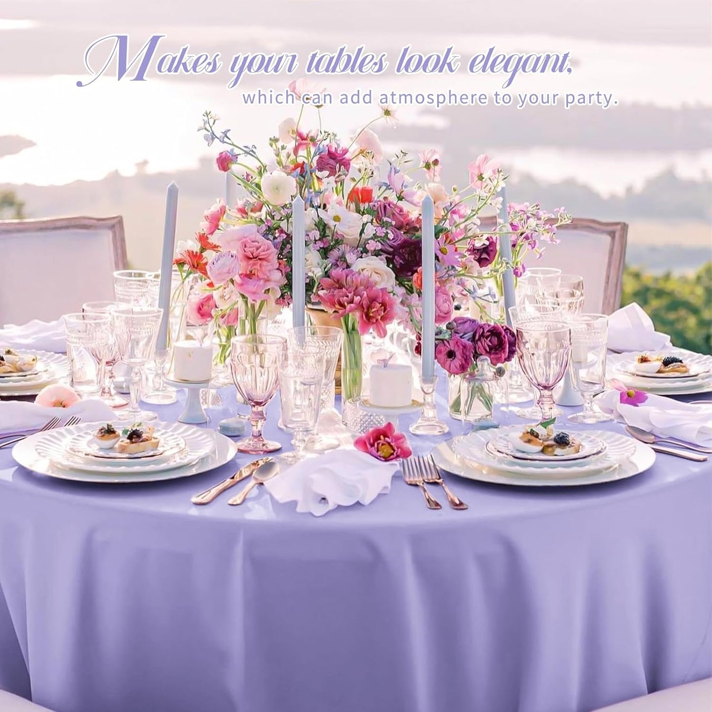 10 Pack Lavender Round Tablecloths - 120 Inch, Polyester Table Cover, Stain and Wrinkle Resistant Washable Fabric Table Cloth for Wedding Banquet Parties