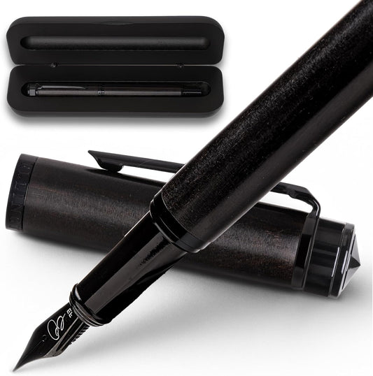 Ellington Pens Elegant Wood Fountain Pen Set – Includes Wooden Pen Box, Ink Converter, 6 Ink Cartridges, and Gift Box – Writing, Calligraphy