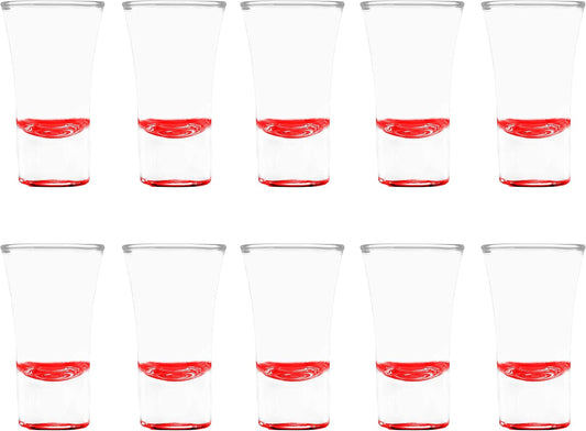 DISCOUNT PROMOS 2 oz. Lord Shooter Etched Shot Glasses, 10 pack, 21st Birthday Party, Lounge Glassware, Red