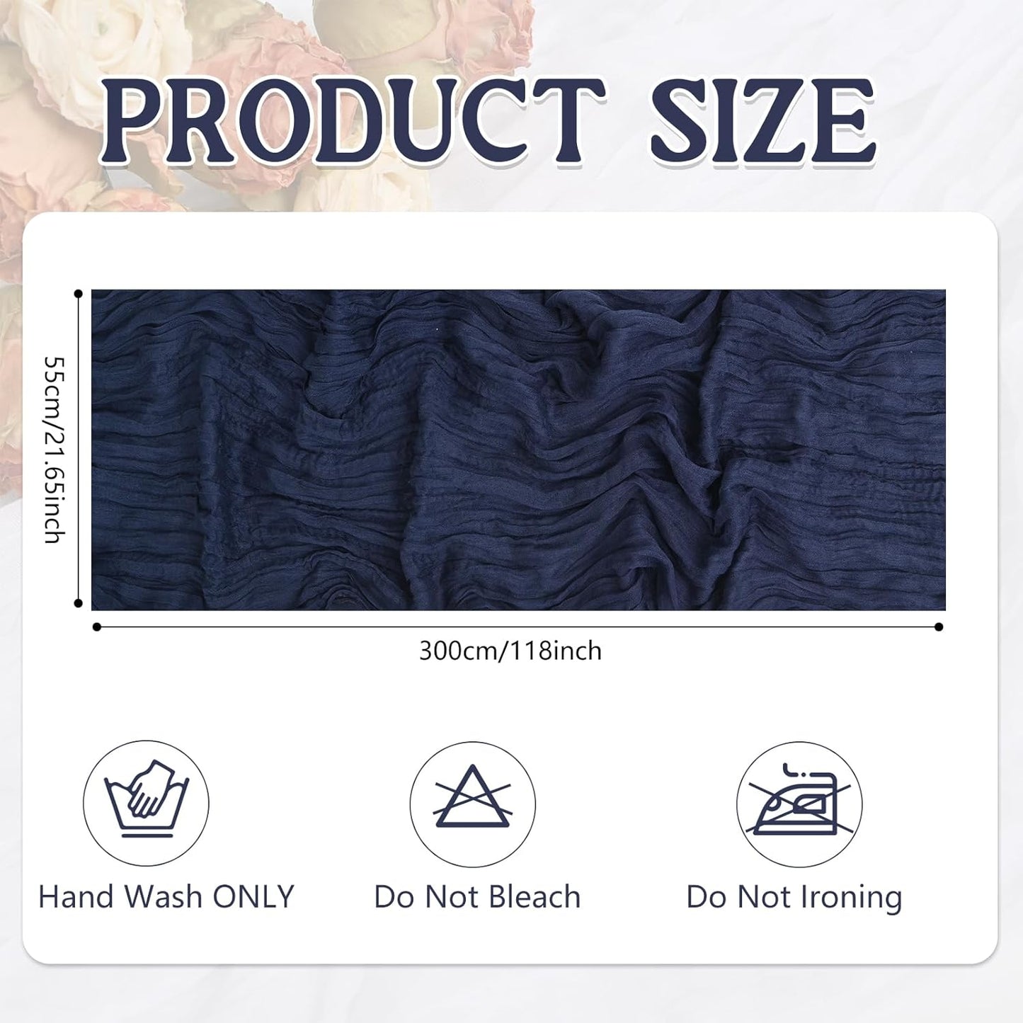 12 Pack Navy Blue Cheesecloth Table Runner 20 x 120 inch Gauze 10FT Semi Sheer Boho Fabric Cheese Cloth Table Runner for Wedding Party Birthday Baby Bridal Shower