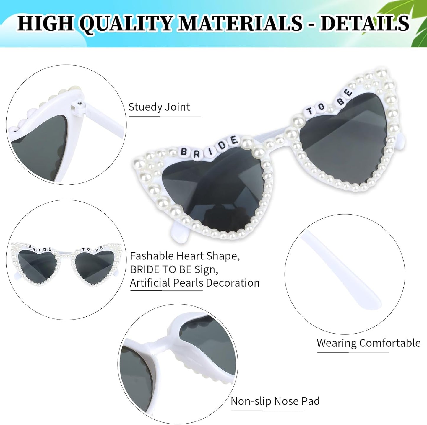 CIEHER Bachelorette Party Favors - White Black Heart Sunglasses for Bride Bridesmaid