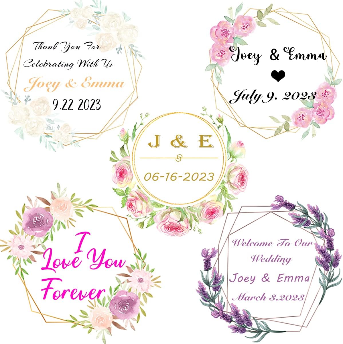 200 Pack Custom Stickers Personalized Labels for Business Logo Customized Vinyl Wedding Favors Birthday Baby Bridal Shower Make Your Own 1 Inch-10 Inch,lable-flower200