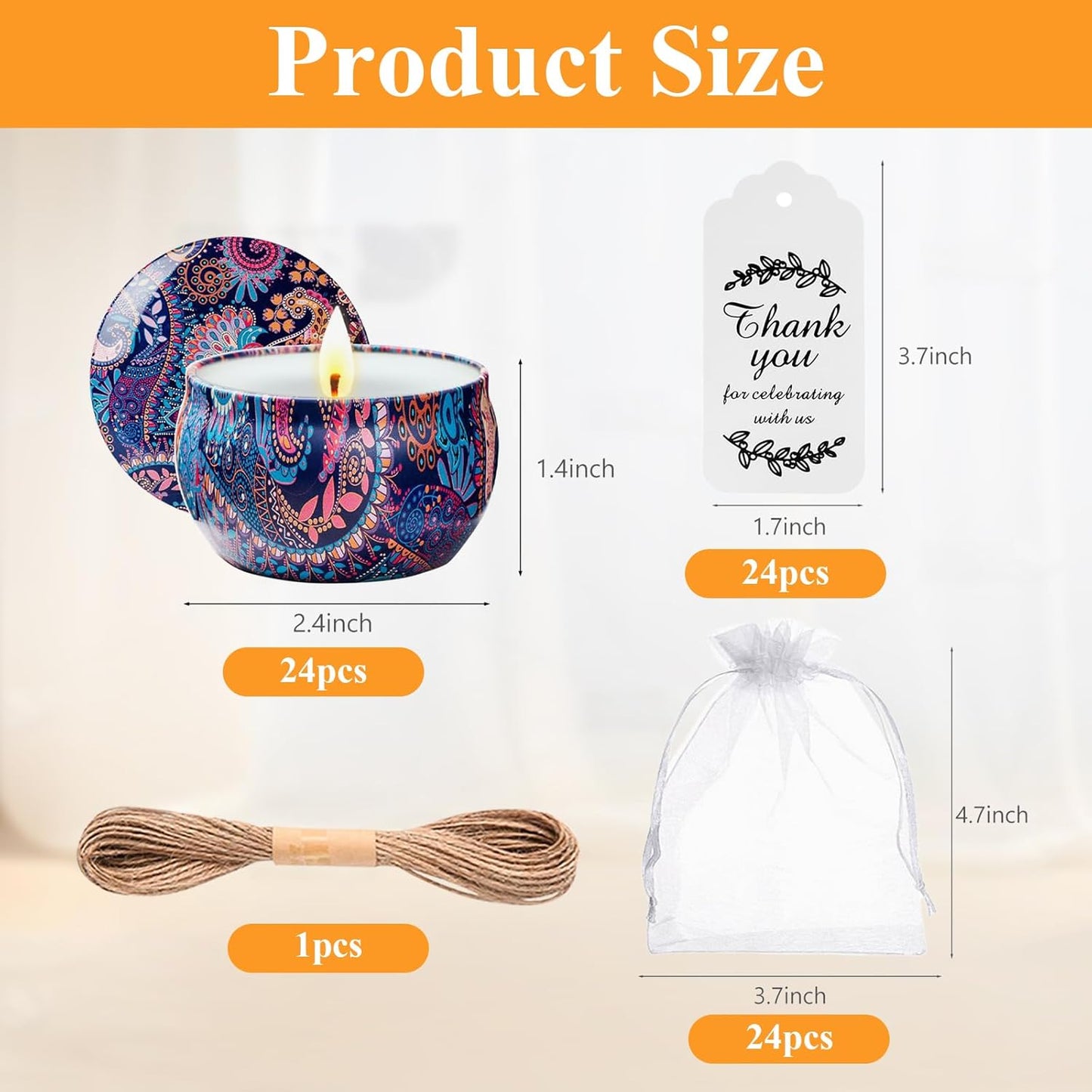 24 Pack Scented Candles Gift Set Long Lasting Soy Wax Aromatherapy Candles for Home Wedding Baby Shower Bridal Party Favors Christmas Birthday Gifts for Women