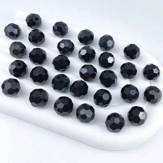 100 PCS 8mm Crystal Glass Beads Round Multiple Faceted Loose Spacer Glass Beads for DIY Handcrafte Bracelet Necklace Earring Jewelry Making(Black)