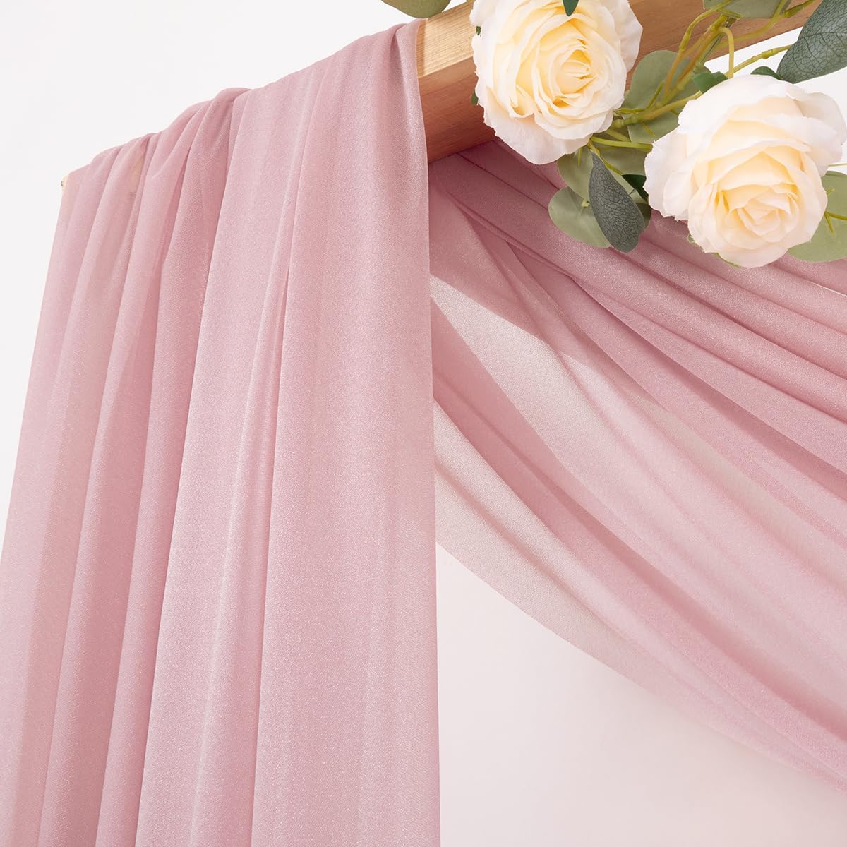 MLMC Dusty Rose Wedding Arch Draping Fabric 2 Panels 29" x 20 FT Extra Long Gauze Drapes Sheer Backdrop Curtains 6.6 Yards Outdoor Drapery Panels for Wedding Bridal Shower Party Ceiling Decoration