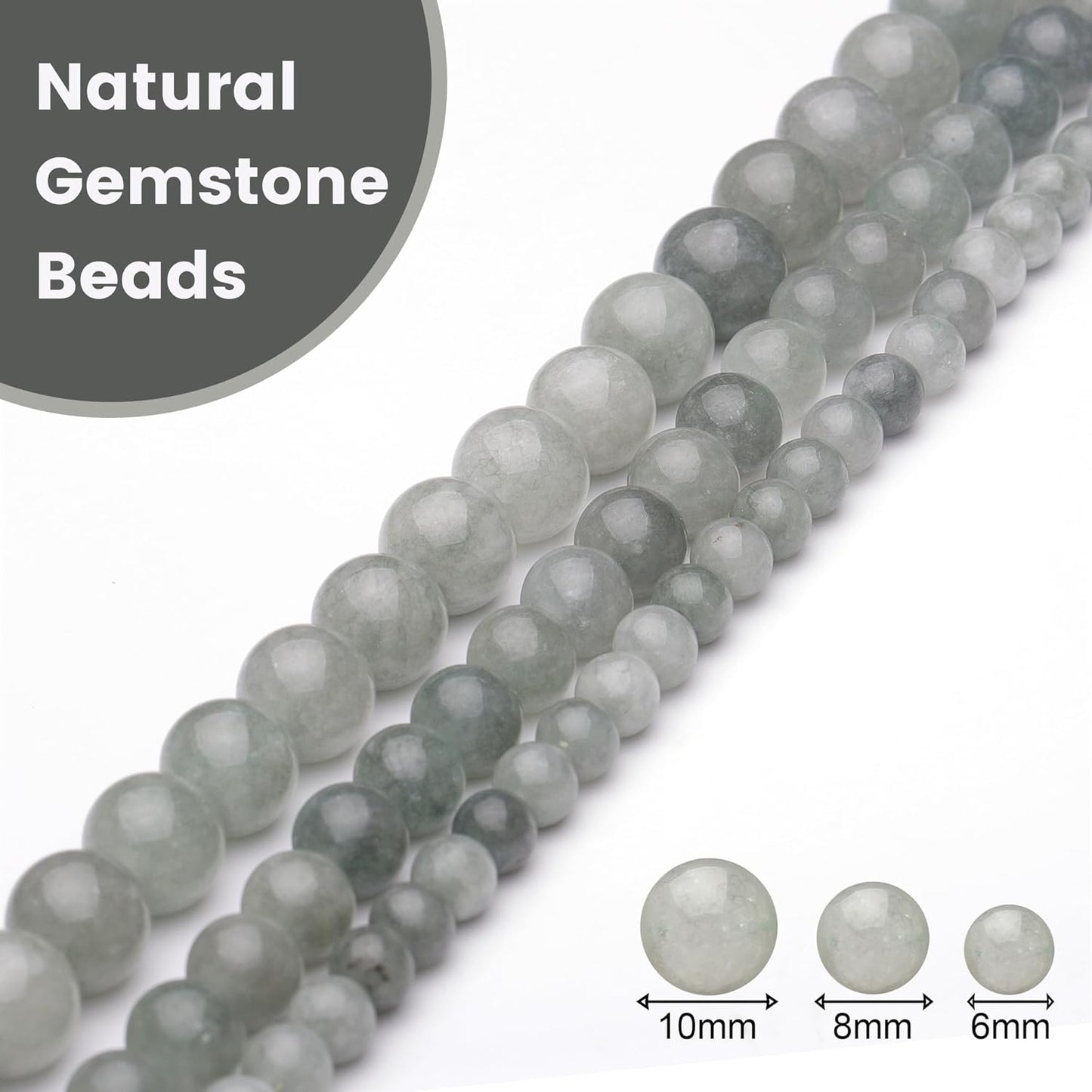 10mm Natural Stone Beads for Jewelry Making,Burmese Jade Polished Smooth Round Gemstone Beads for Bracelet Necklace 15 Inch