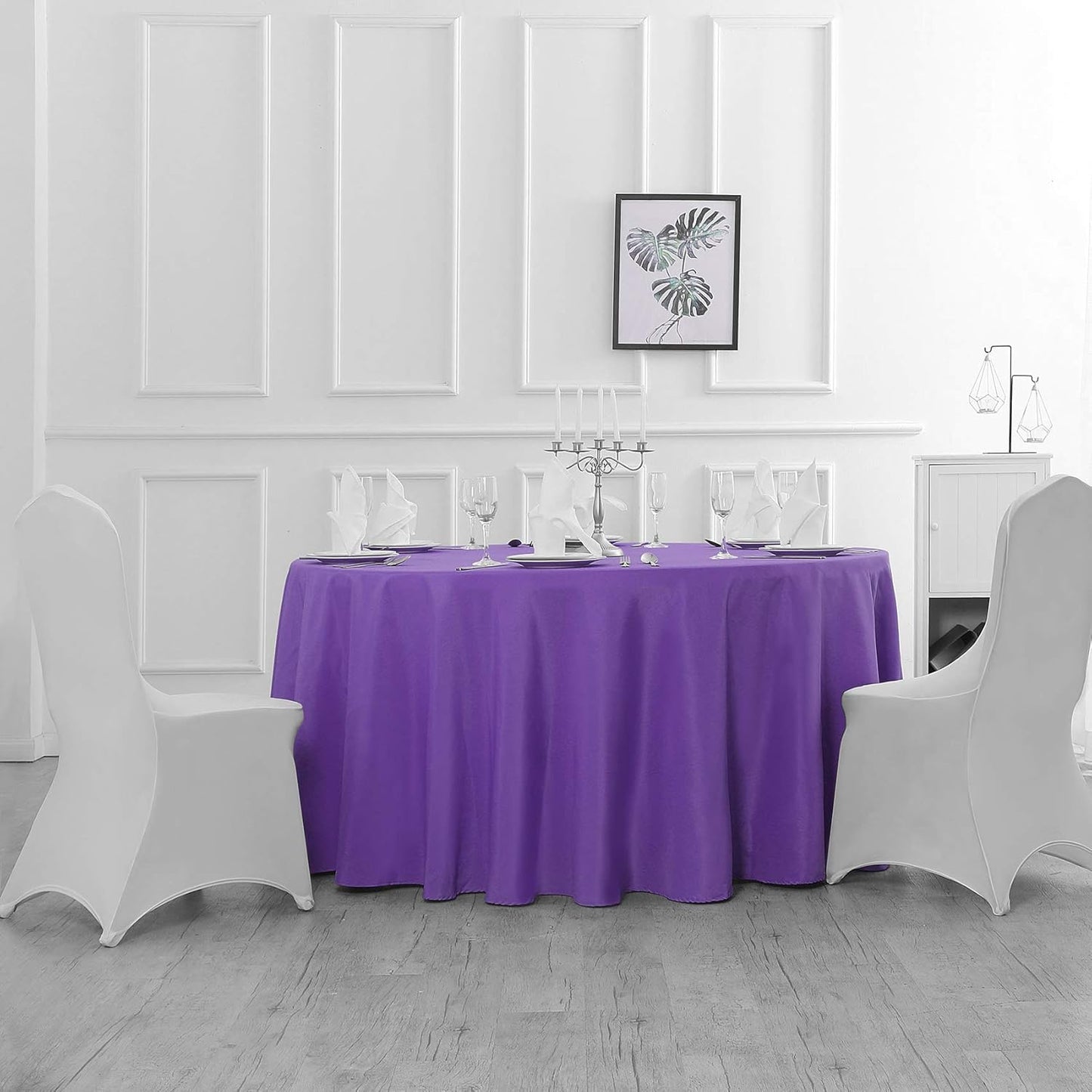 120 inch Round Tablecloth Washable Polyester Table Cloth Decorative Table Cover for Wedding Party Dining Banquet（120 inch,Purple）