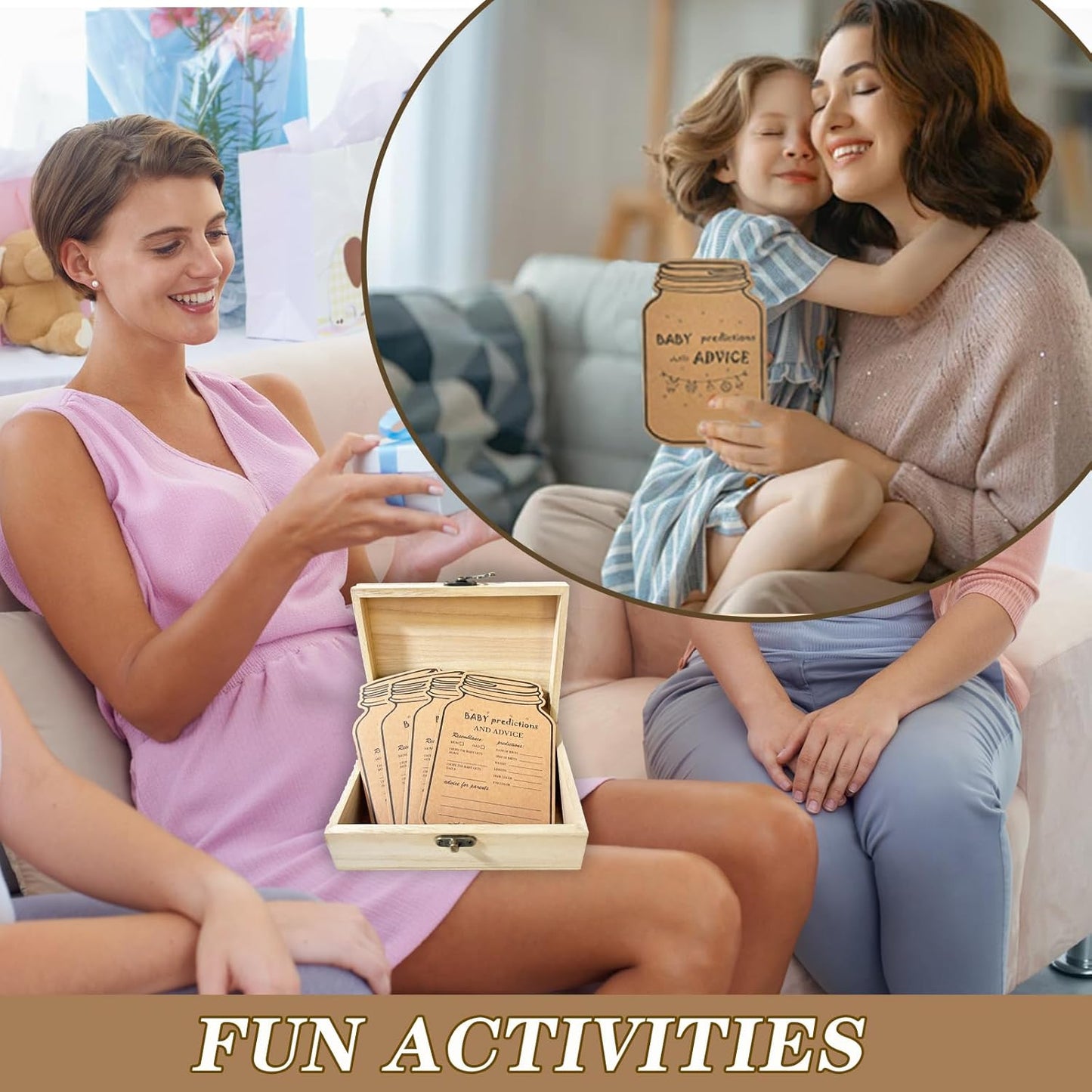 Baby Prediction Cards for Baby Shower Games, Advice and Wishes Cards for Parents To Be, Gender Neutral Boy Girl, Baby Predictions Box Guessing Activities Baby Shower Decorations (5x7inch)