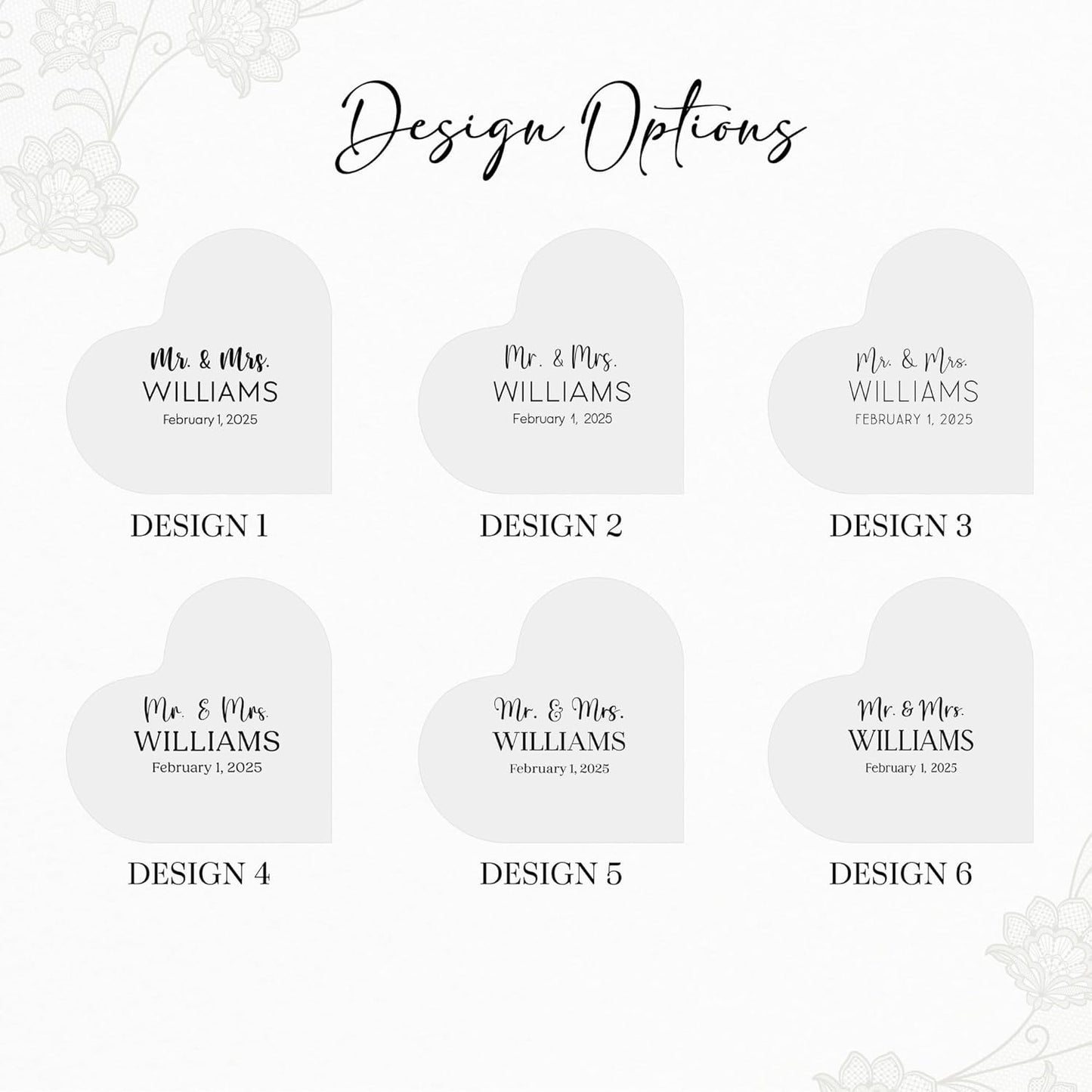 Personalized Wedding Heart Acrylic Block Mr & Mrs Cake Topper, Custom Wedding Keepsake Bride & Groom