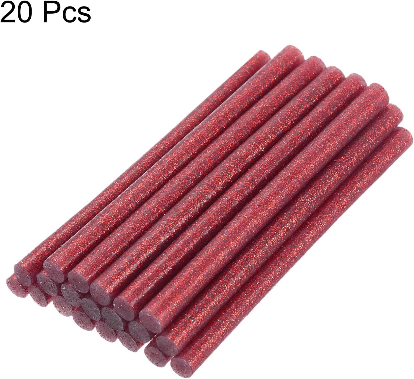 uxcell 20pcs Hot Glue Sticks for Glue Gun 7mm/0.27-inch x 8-inch Mini Hot Melt Adhesive Glue Stick Glitter Red