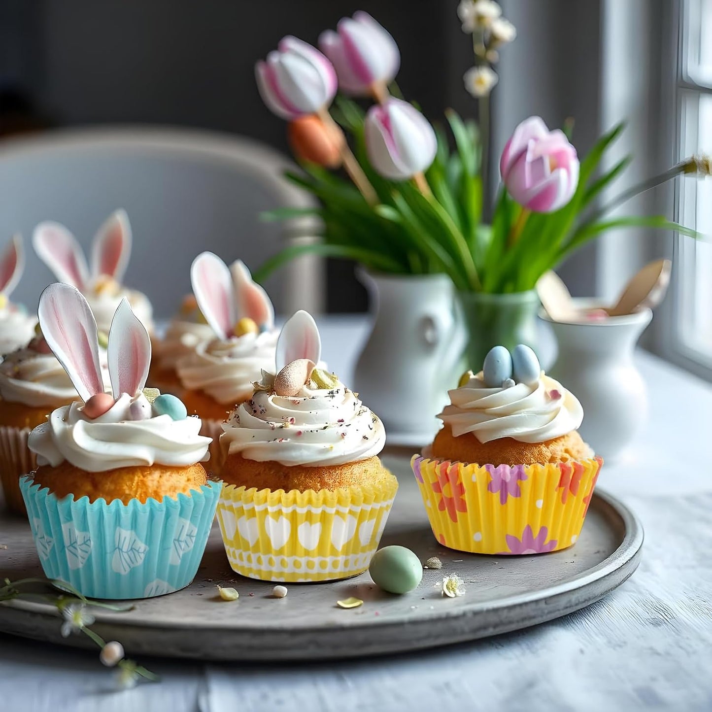 600 Count Easter Cupcake Liners for Baking Mini Baking Cups Easter Holiday Cupcake Wrappers for Birthday Party Decorations Candy Make Baking Supplies