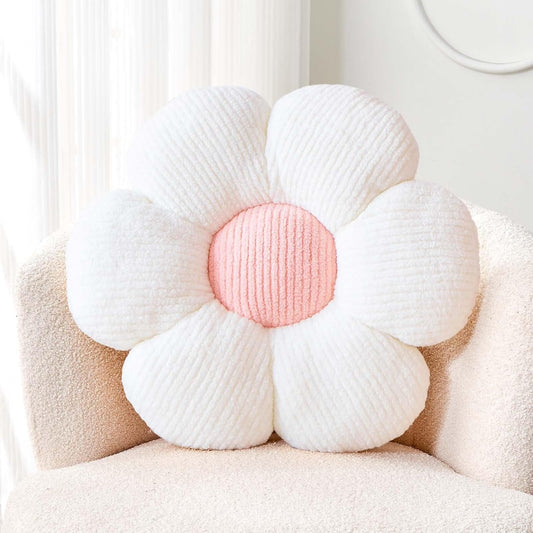 Soft White Pink 14.9" Flower Pillow for Home Decor, Cute Shaped Floor Pillow Aesthetic Plush Decorative Pillow for Bed Sofa Couch