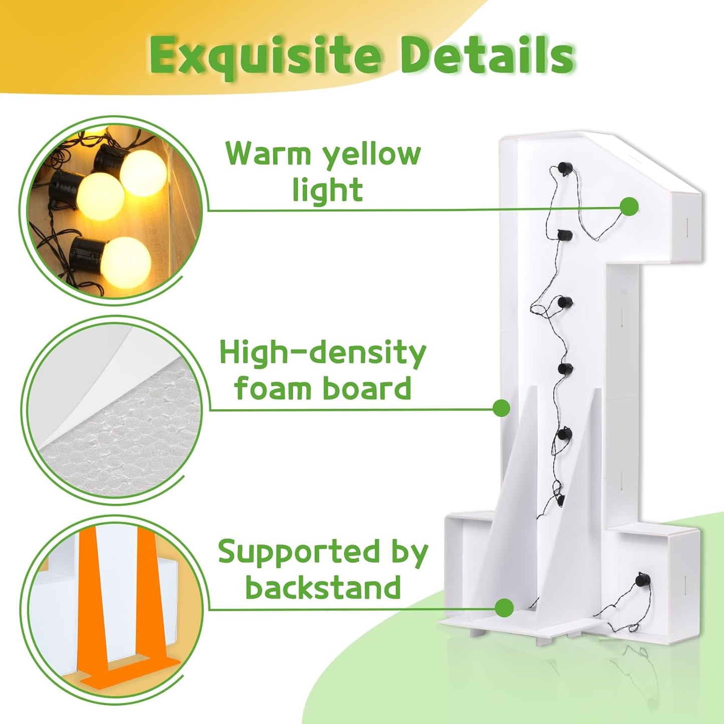 Marquee Numbers 4 Feet Tall Large Light Up Numbers 10th 10 Year Old Birthday Decorations Girl Boy Big Yellow Light Outdoor Anniversary Decorations Balloon Arch Kit Party Backdrop 10