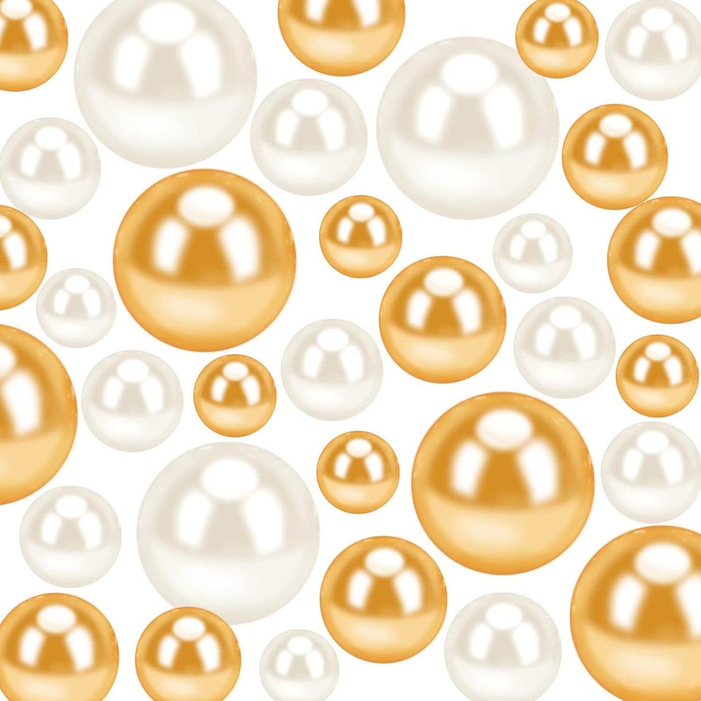 300Pcs Pearl Vase Filler, Ivory Gold No Hole Faux Pearl Beads for Centerpieces Vases, Candle Centerpieces, Wedding Birthday Party Home Decor 8/10/14/20mm