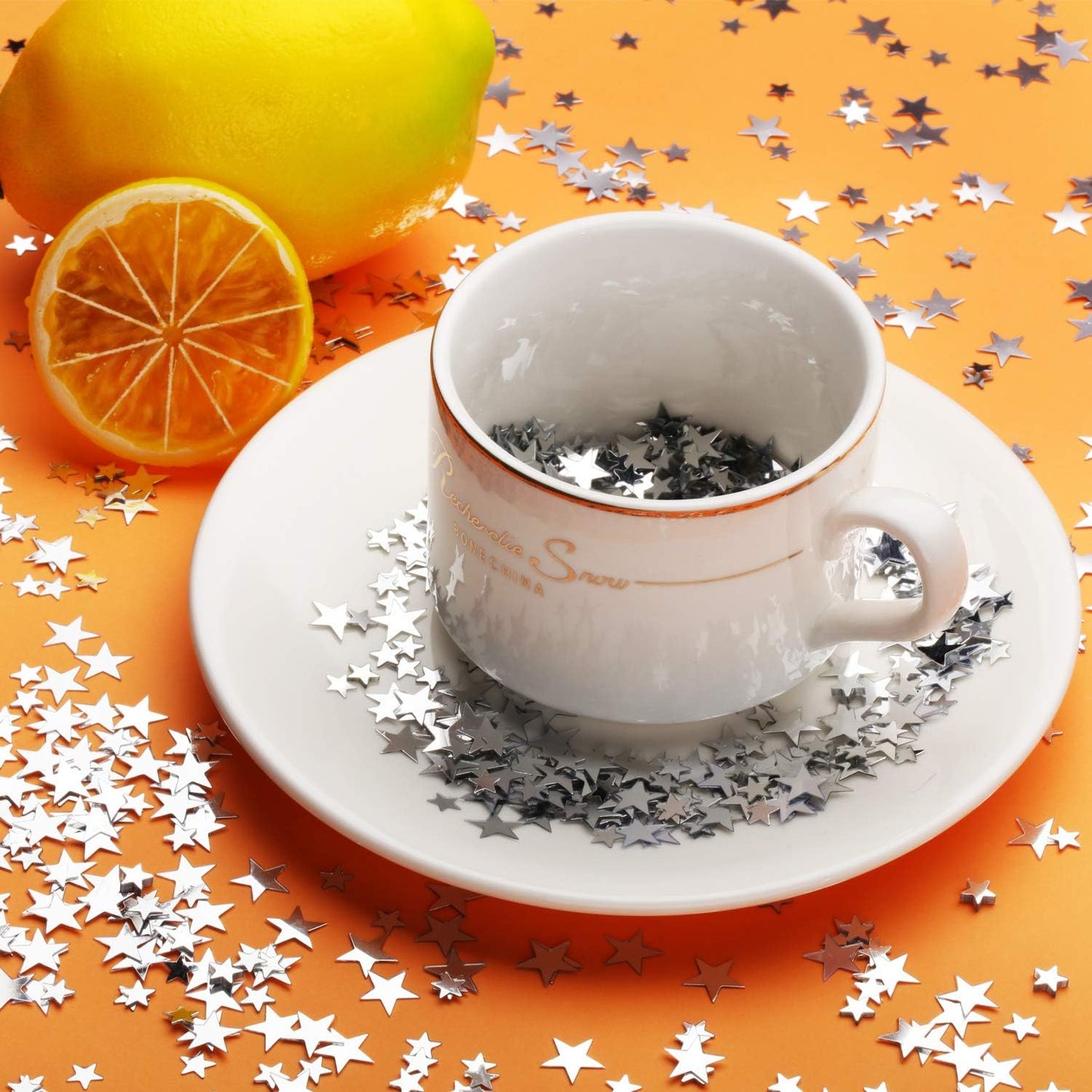 Hestya 60g Star Confetti Glitter Table Confetti Metallic Foil Stars for Party Wedding Festival Decorations(Silver,10mm and 6mm)