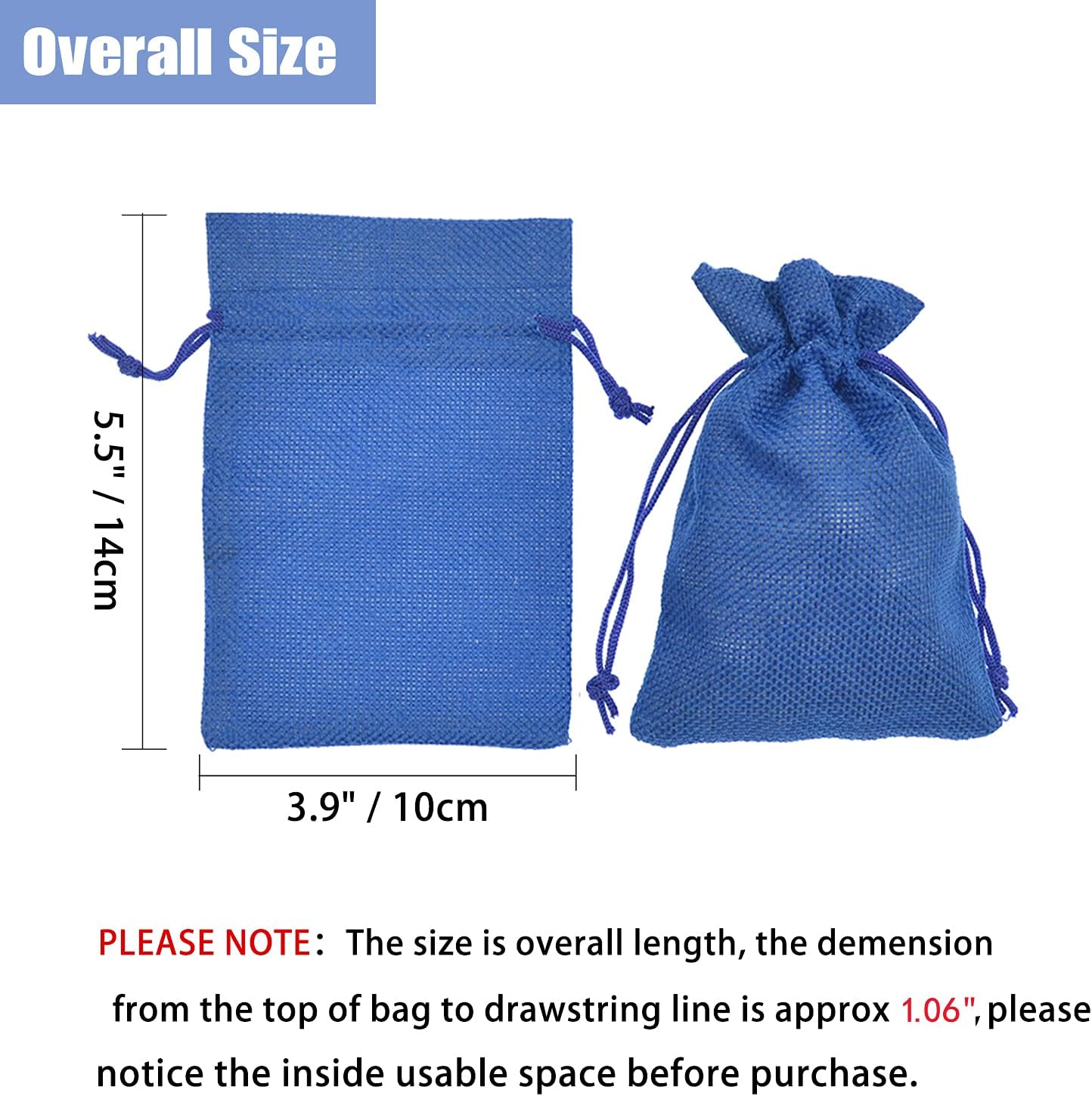 20Pcs Small Burlap Bags, Linen Drawstring Gift Bags Jewelry Pouches Sacks for Baby Shower Wedding Party Favors and DIY Craft (Royal Blue, 3.9 x 5.5)
