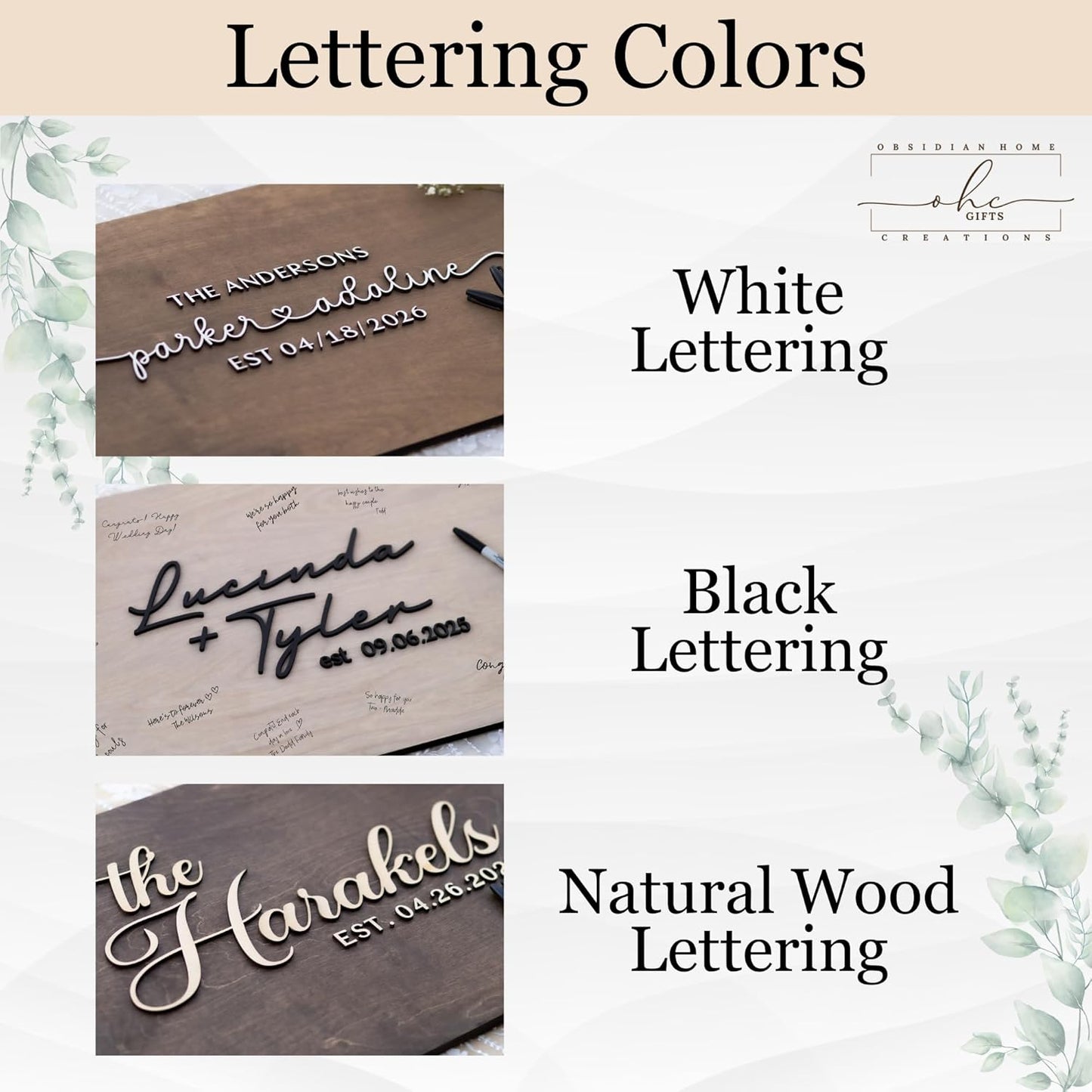 Personalized Last Name Guest Book, Unique Guest Book Sign, Custom Alternative Guest Book, Wooden Guest Book, Wedding Ceremony Guestbook Sign (Design 2)