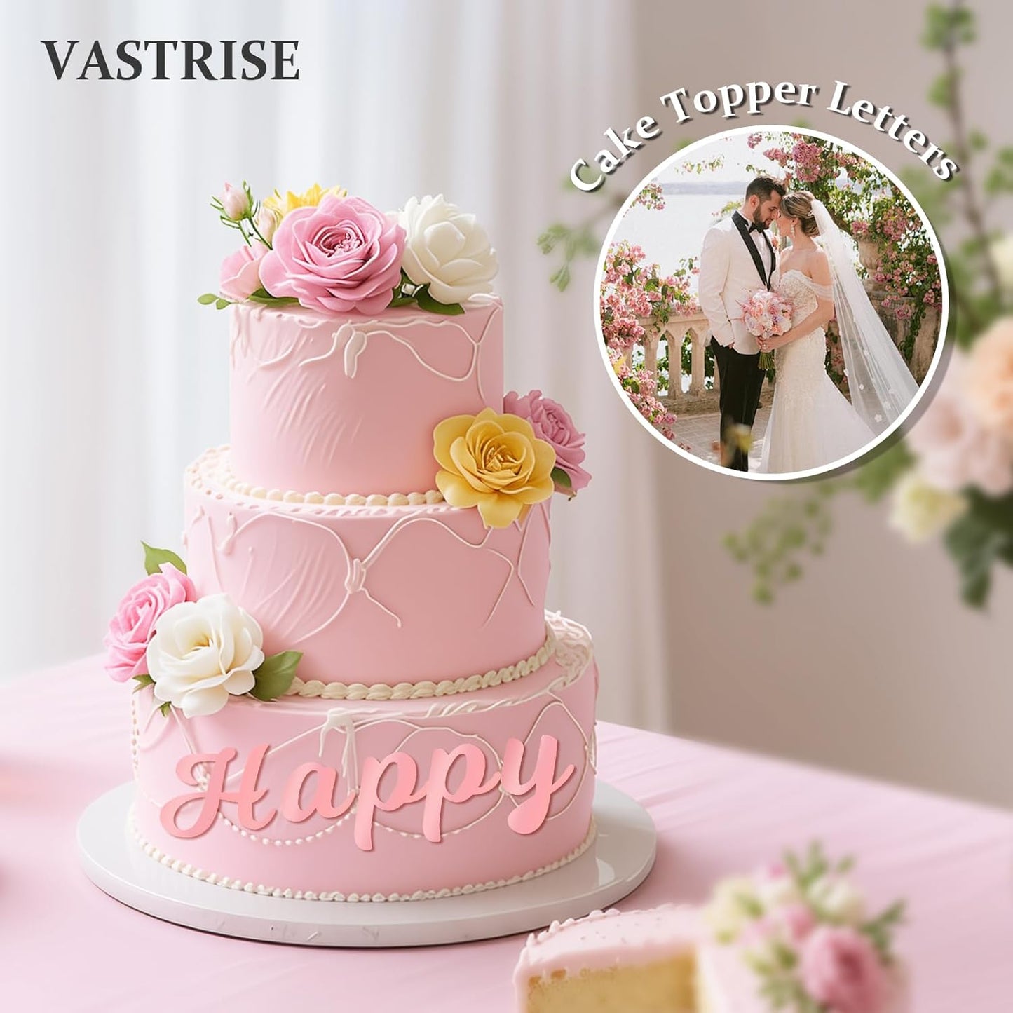 126 PCS Custom Name Cake Topper Acrylic Letters DIY Personalized A-Z & 0-9 Number Alphabet Cake Decoration For Wedding Anniversary Baby Shower Party Birthday Supplies (Rose Gold)