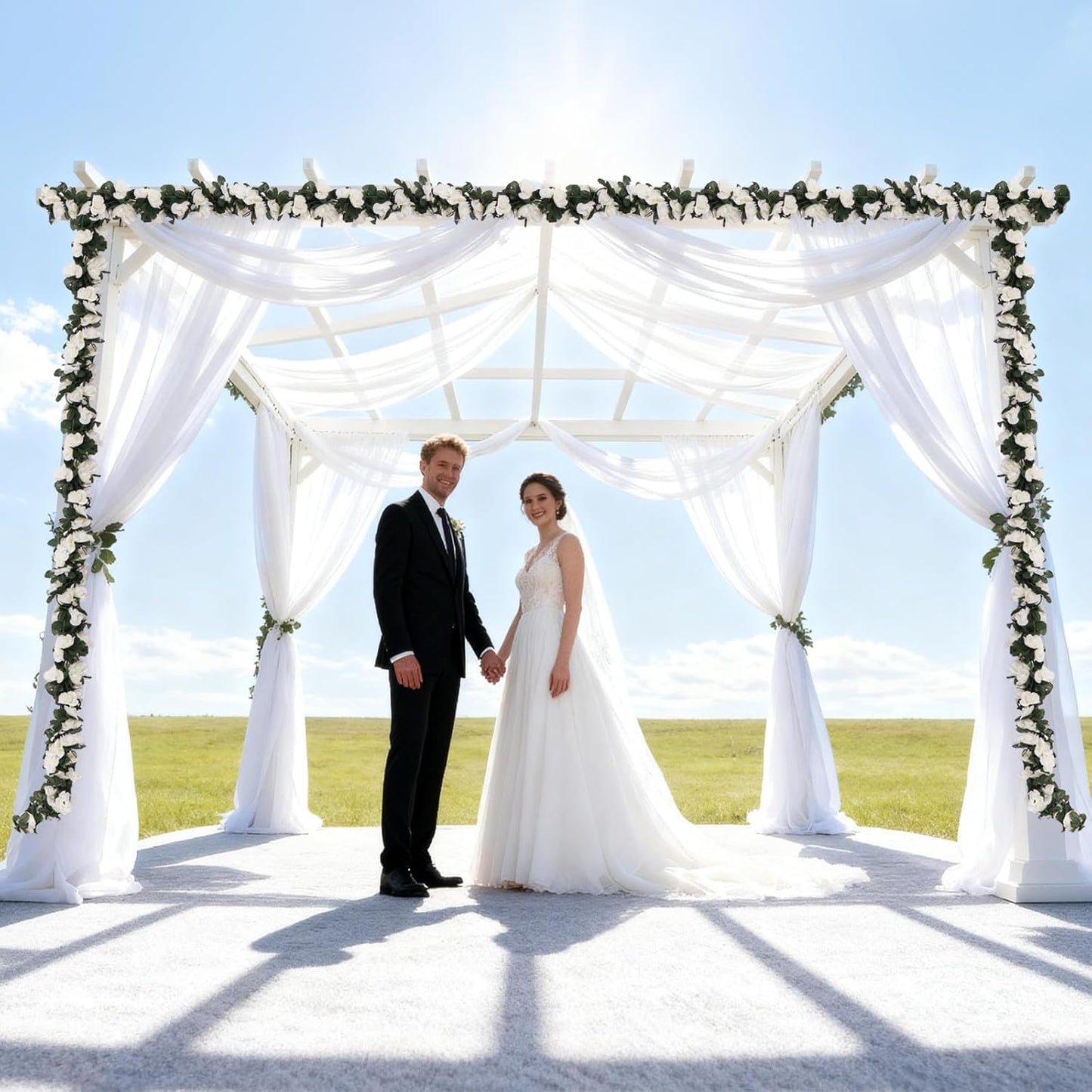 5 Pcs 41FT Flower Garland, Artificial Rose Garland Flowers Plants Fake Flower Hanging Rose Ivy, Birthday Party Valentine's Day Wedding Wall Arch Decor（White）