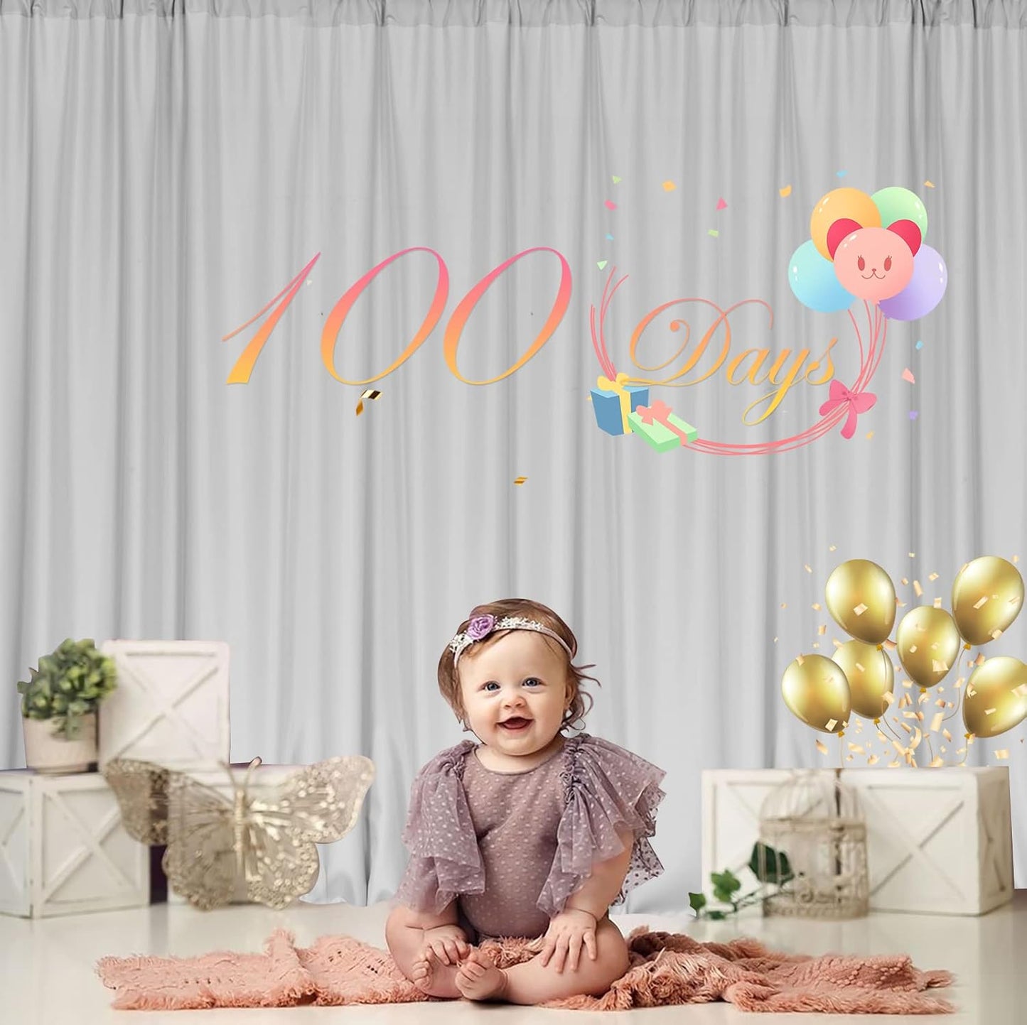 MYSKY HOME Light Grey Backdrop Curtains for Parties, Weddings, Stage - 5ft x 10ft, 2 Panels