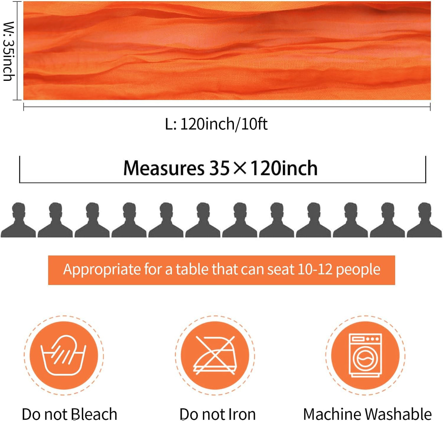 10 Packs Orange Halloween Table Runner Cheesecloth 10FT Fall Burnt Orange Cheese Cloth Table Runner Sheer Boho Rustic Gauze Table Cloth for Wedding Party Baby Shower Decor