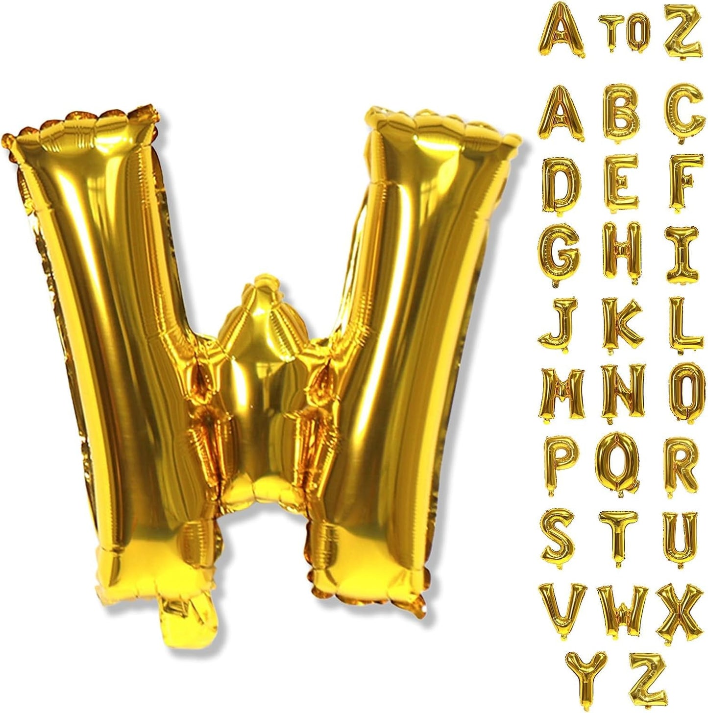 40 Inch Giant Alphabet W Customize Balloons, Large Self Inflating Gold Letter for Name Decor, Helium Custom Foil for Women Birthday Party Decoration Supplies