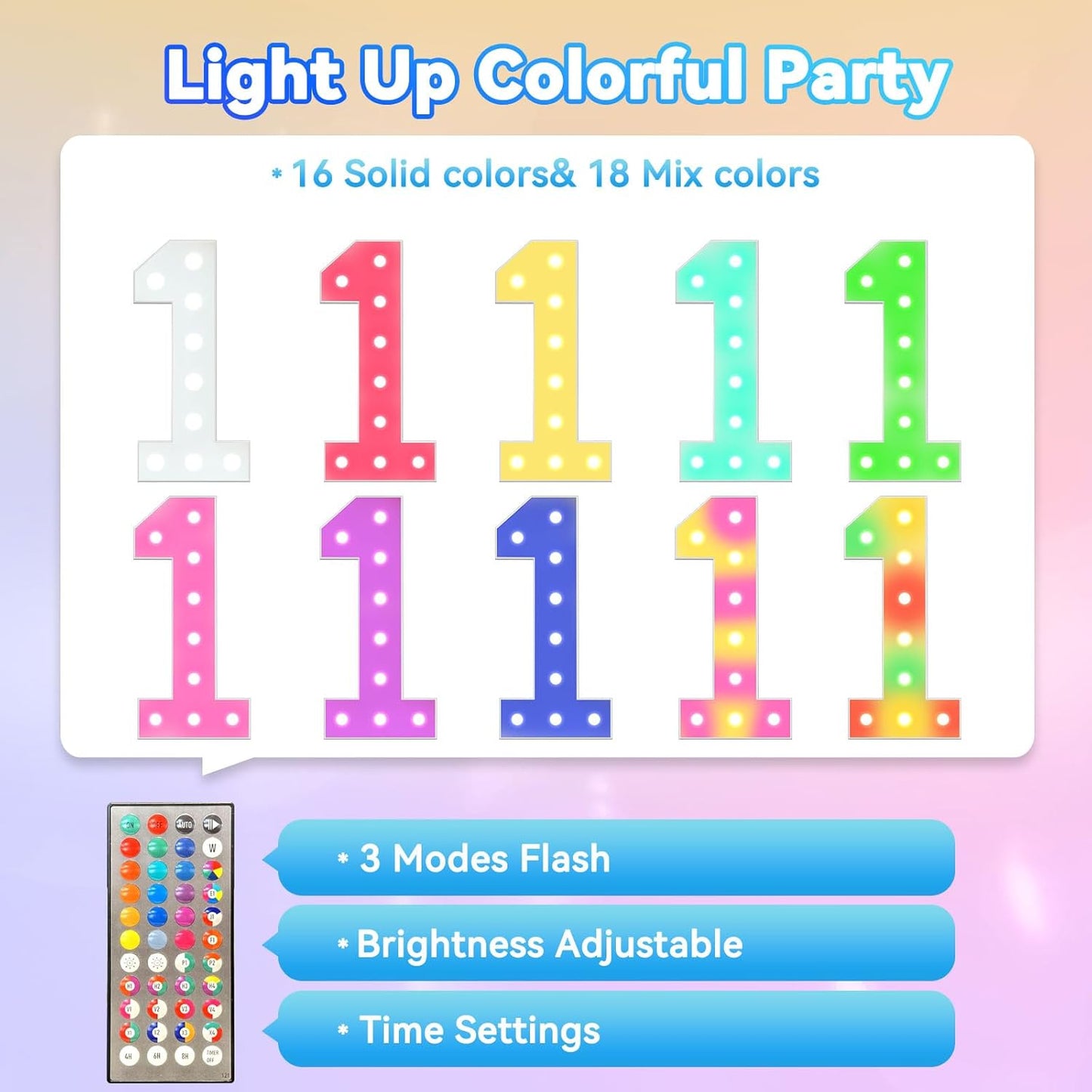 Ledido 4FT Marquee Light Up Numbers, 34 Colors Changing Marquee Numbers 4 Feet Tall with Remote, Big Numbers for Party Wedding Graduation Birthday Decoratoons, Large Light Up Number 5