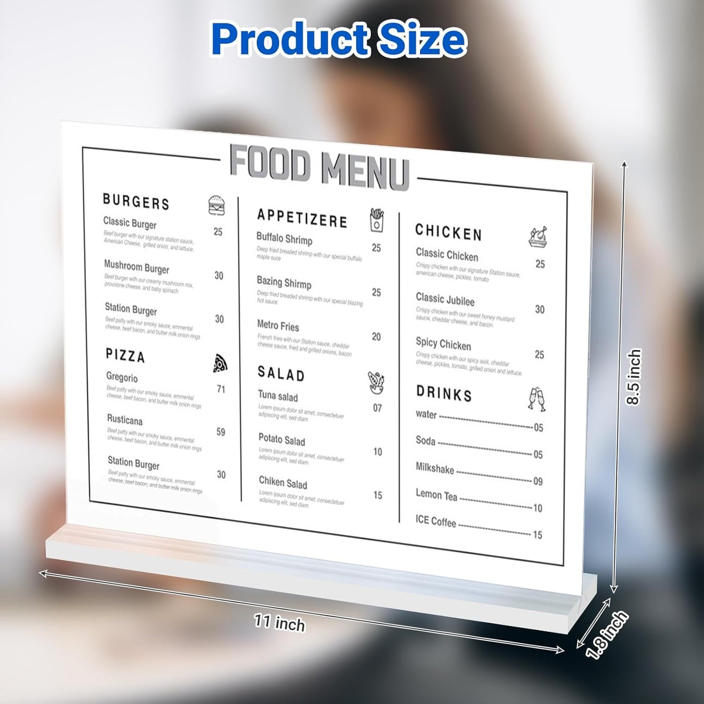 12 Pack Acrylic Sign Holder 11 x 8.5 Horizontal, Double-Sided Clear Sign Holder Plastic Stands for Display, T Shape Acrylic Table Sign Stands for Office Store Restaurants Wedding Party Decoration